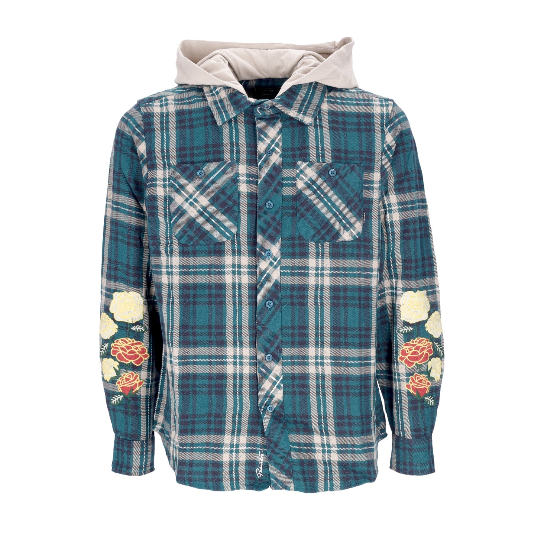 Primitive, Camicia Manica Lunga Cappuccio Uomo Layne Two-fer Flannel, Dark Green
