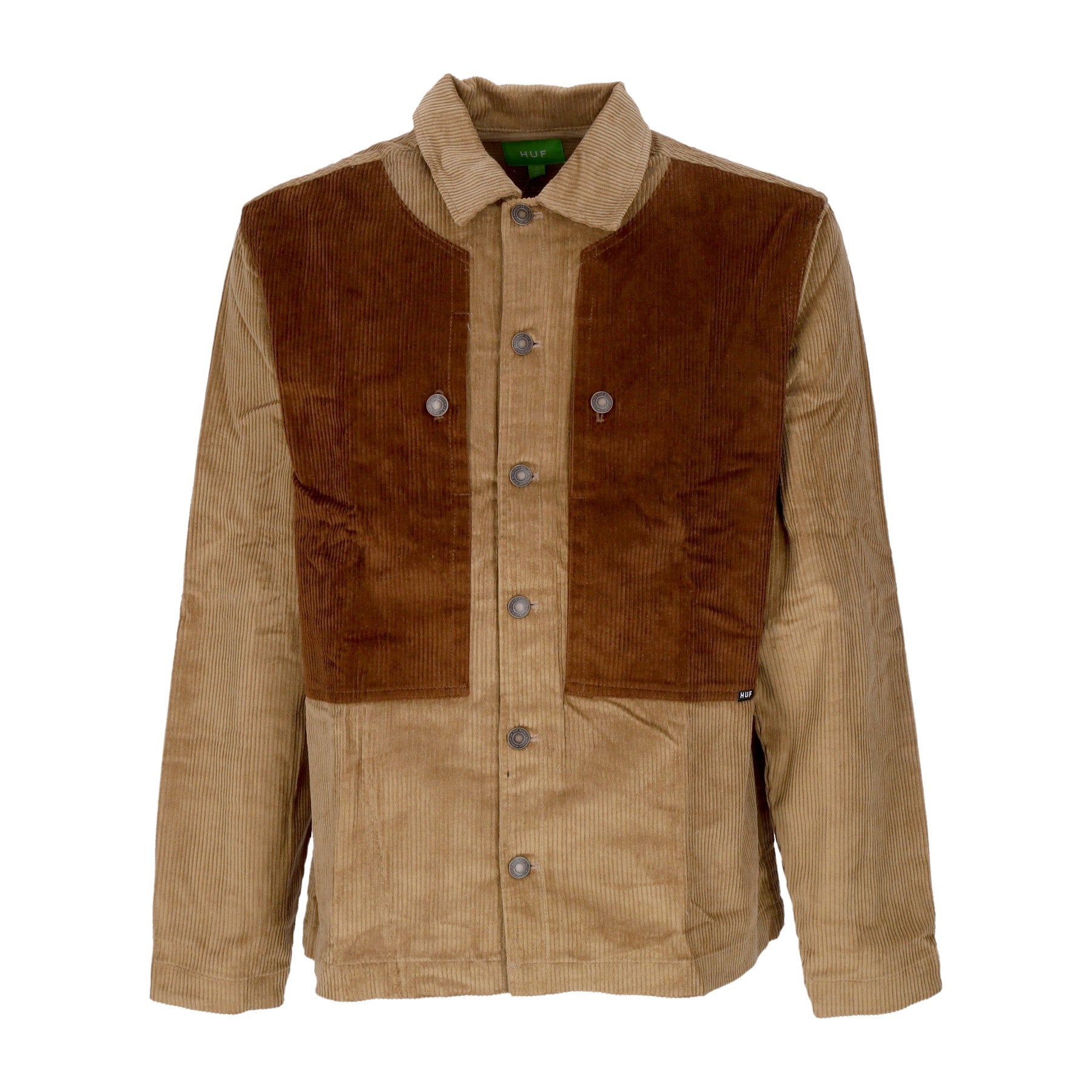 Huf, Camicia Manica Lunga Uomo Marina Box Overshirt, Khaki