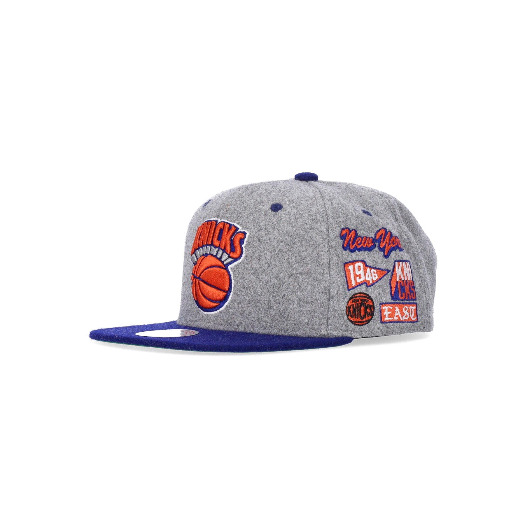 Mitchell & Ness, Cappellino Visiera Piatta Uomo Nba Melton Patch Snapback Hardwood Classics Neykni, Grey/original Team Colors