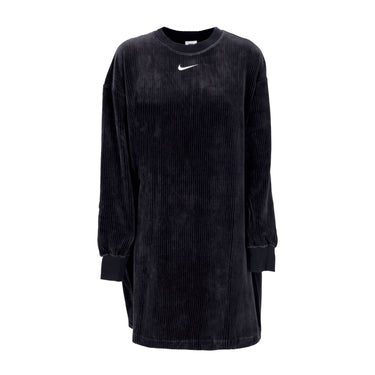 Nike, Vestito Donna Sportswear Velour Long-sleeve Crewneck Dress, Black/sail