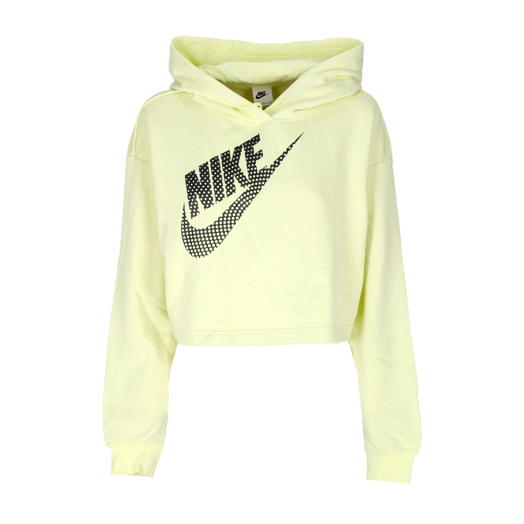 Nike, Felpa Cappuccio Corta Donna Sportswear Fleece Pullover Crop Hoodie, Luminous Green