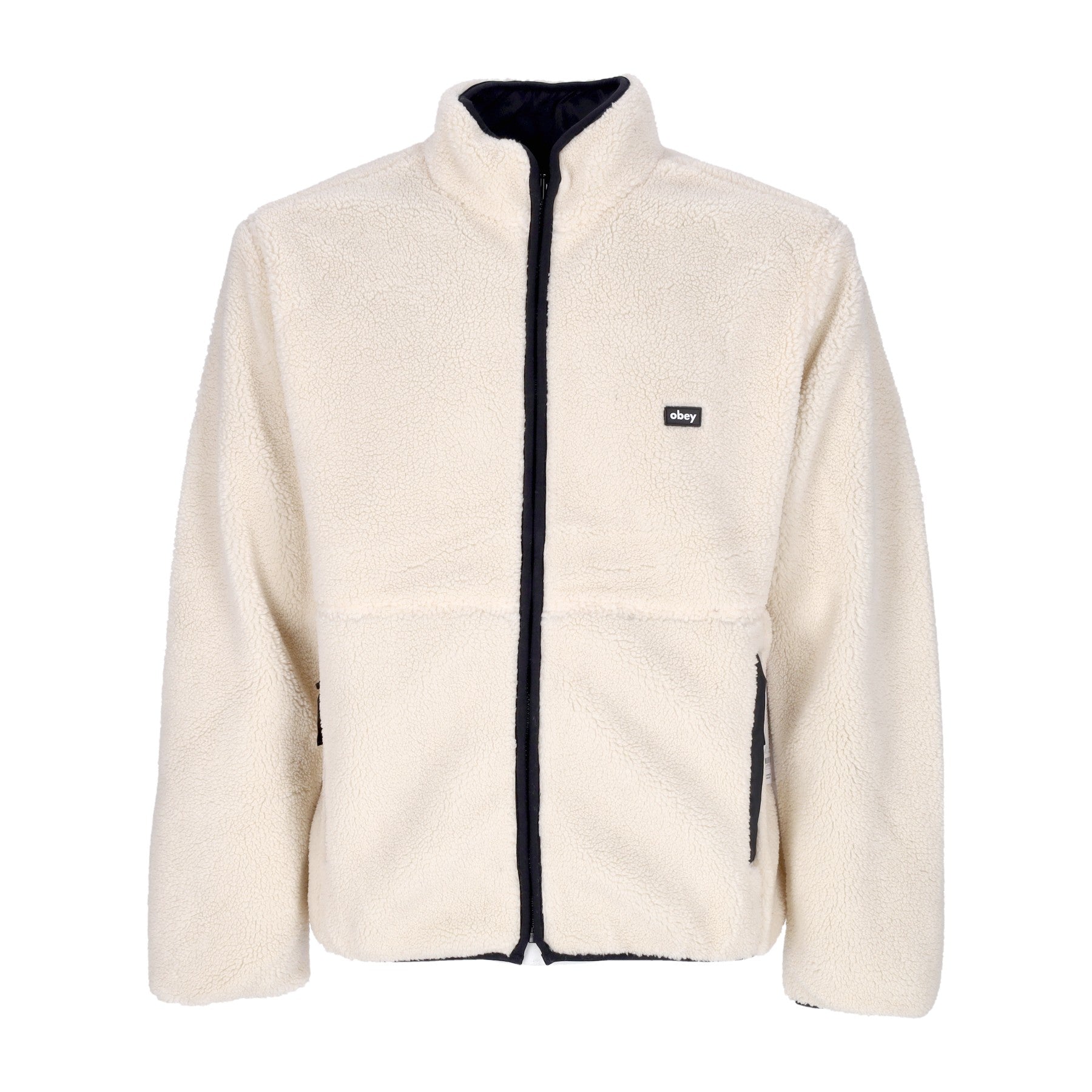 Obey, Orsetto Uomo Trophy Sherpa Jacket Reversible, Natural