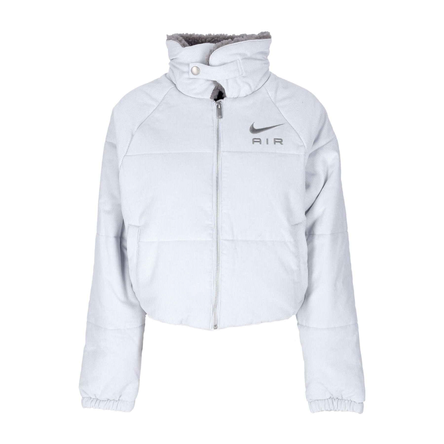 Nike, Giubbotto Corto Donna Sportswear Air Therma-fit Corduroy Winter Jacket, Pure Platinum/flat Pewter/flat Pewter