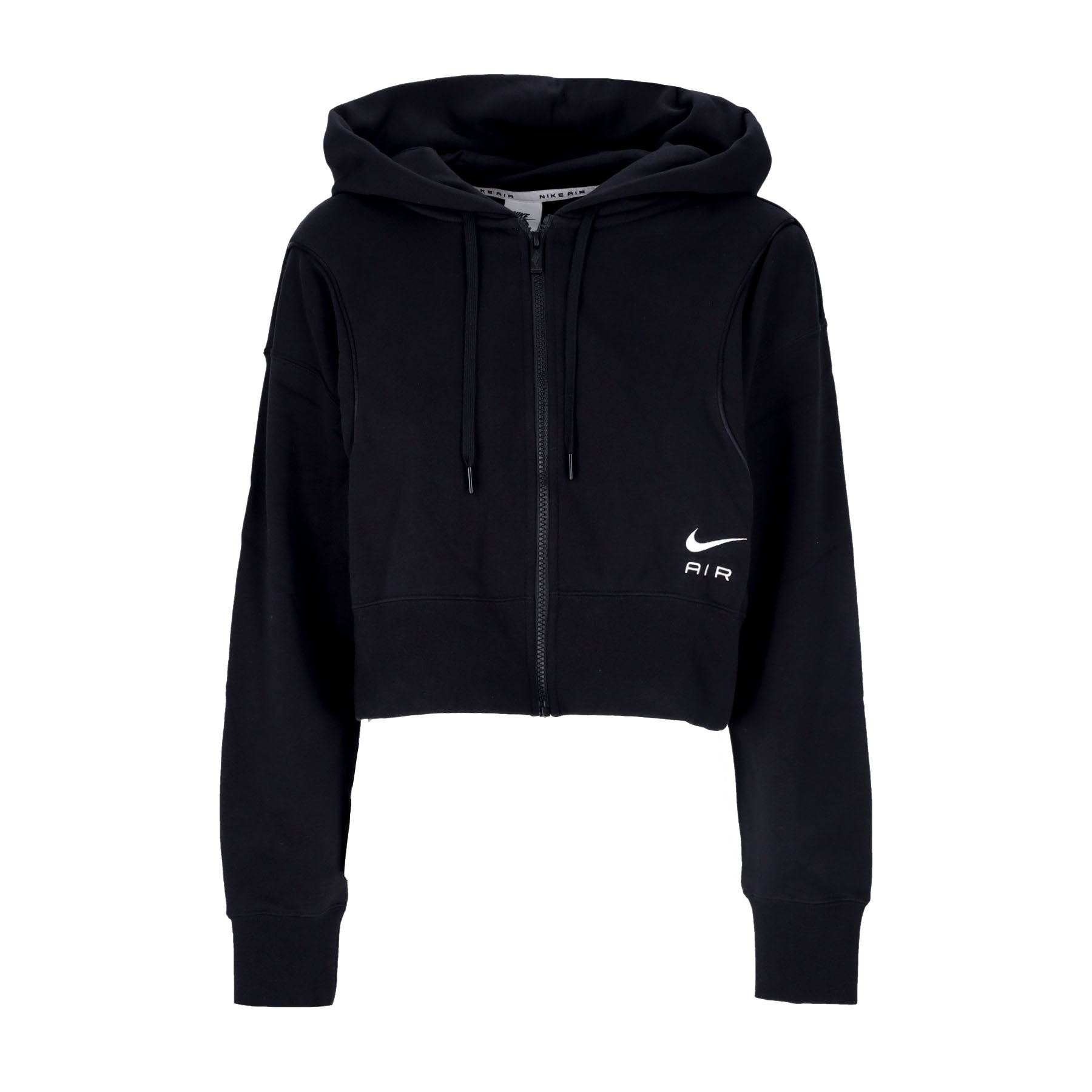Nike, Felpa Cappuccio Zip Donna Sportswear Air Fleece Full-zip Hoodie, Black/black/white