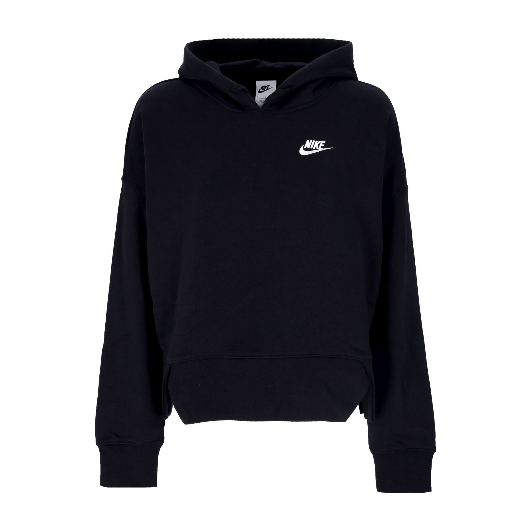 Nike, Felpa Cappuccio Donna Sportswear Club Fleece Oversized Hoodie Ssnl, Black/white