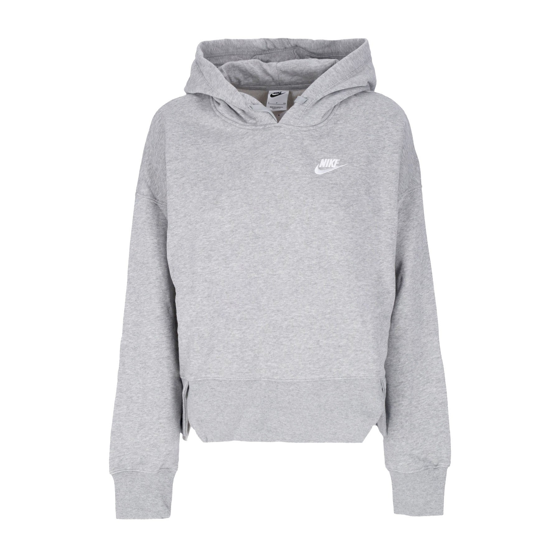 Nike, Felpa Cappuccio Donna Sportswear Club Fleece Oversized Hoodie Ssnl, Dk Grey Heather/white