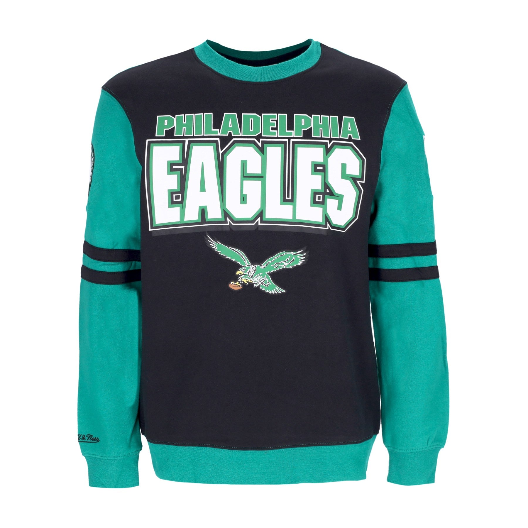 Mitchell & Ness, Felpa Girocollo Uomo Nfl All Over Crew 2.0 Phieag, Black