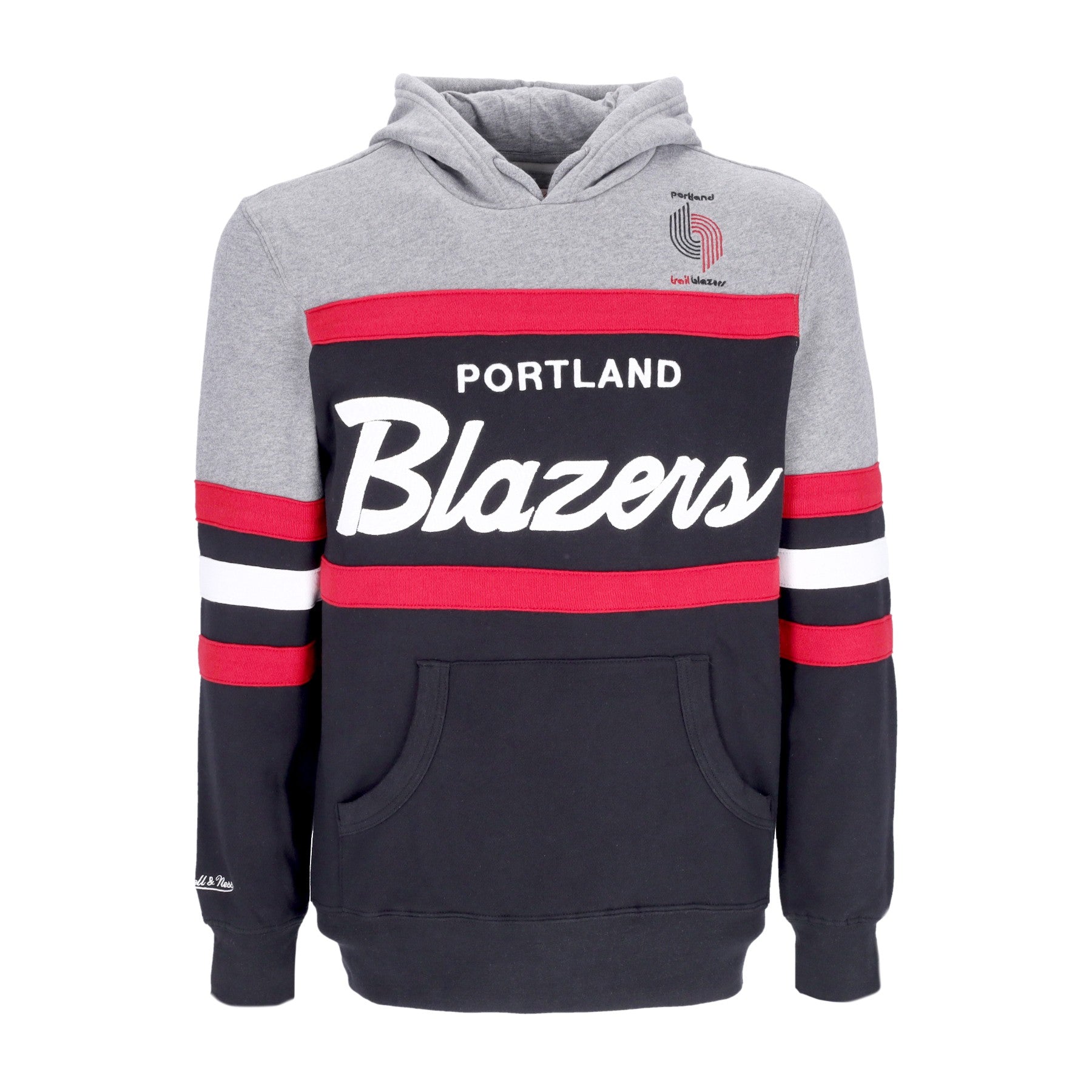 Mitchell & Ness, Felpa Cappuccio Uomo Nba Headcoach Hoodie Hardwood Classics Porbla, Black