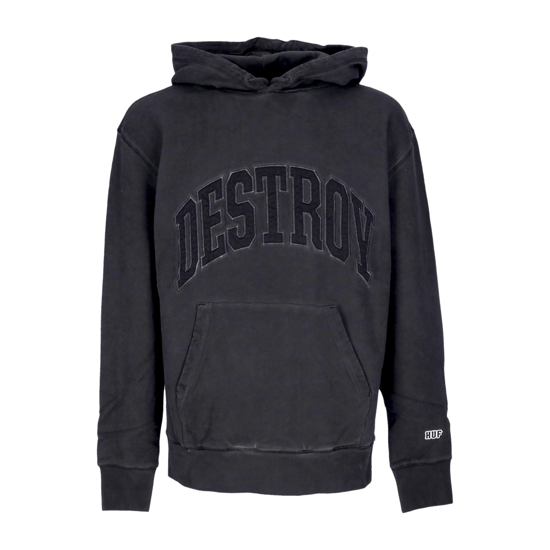 Huf, Felpa Cappuccio Uomo Destroy Rebuild Fader Hoodie, Gun Metal