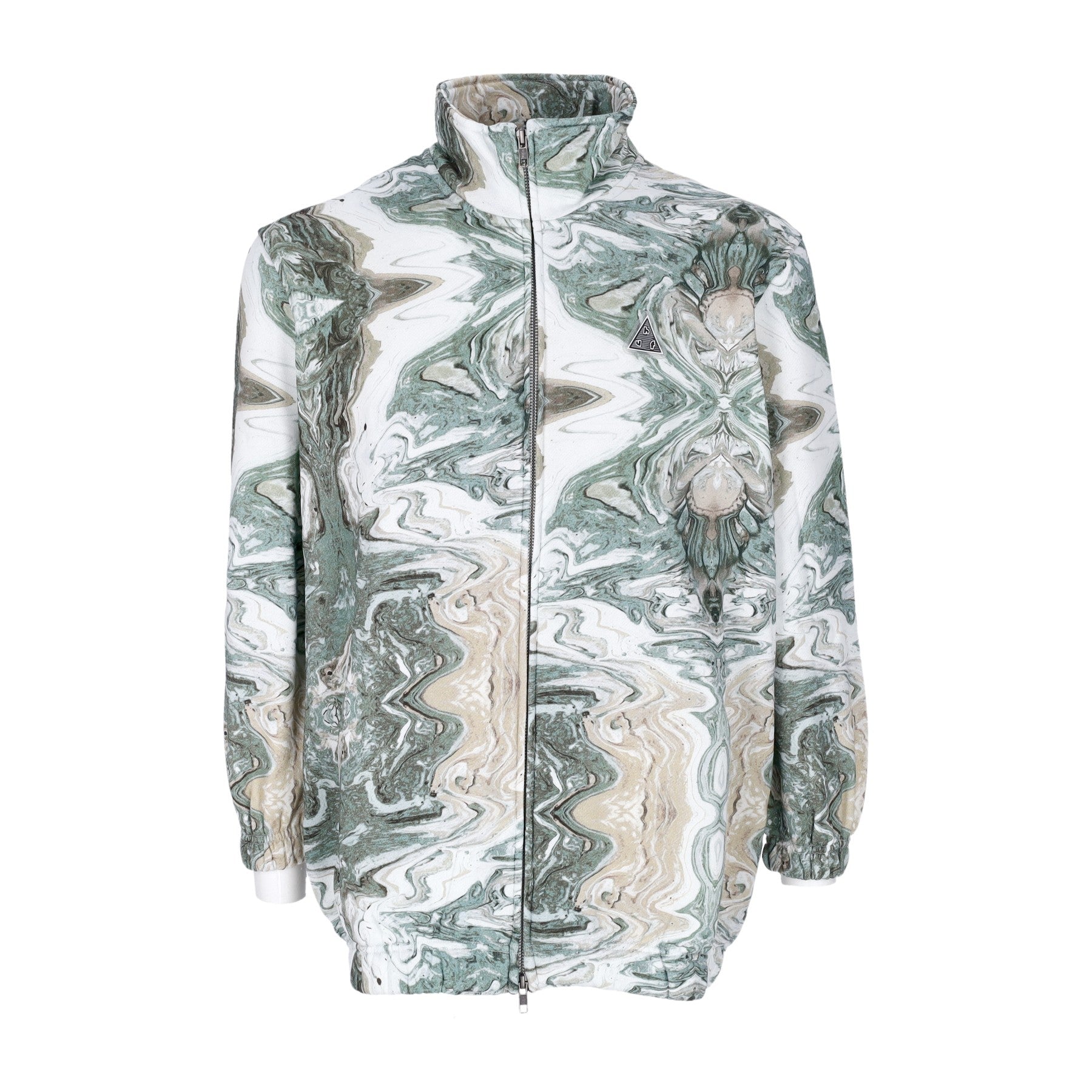 Huf, Felpa Collo Alto Donna Swirl Oversized Fleece Full Zip, Olive