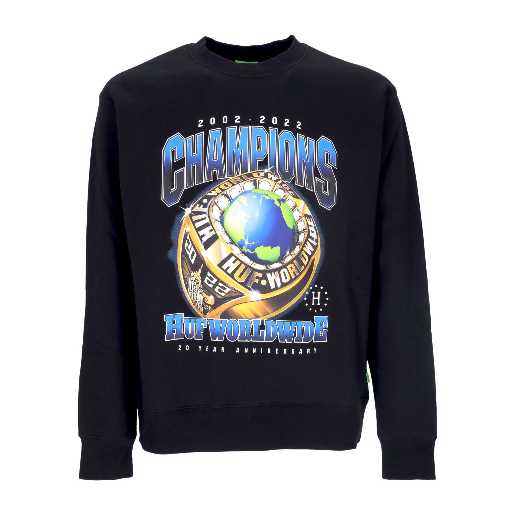Huf, Felpa Girocollo Uomo Champions Crewneck, Black