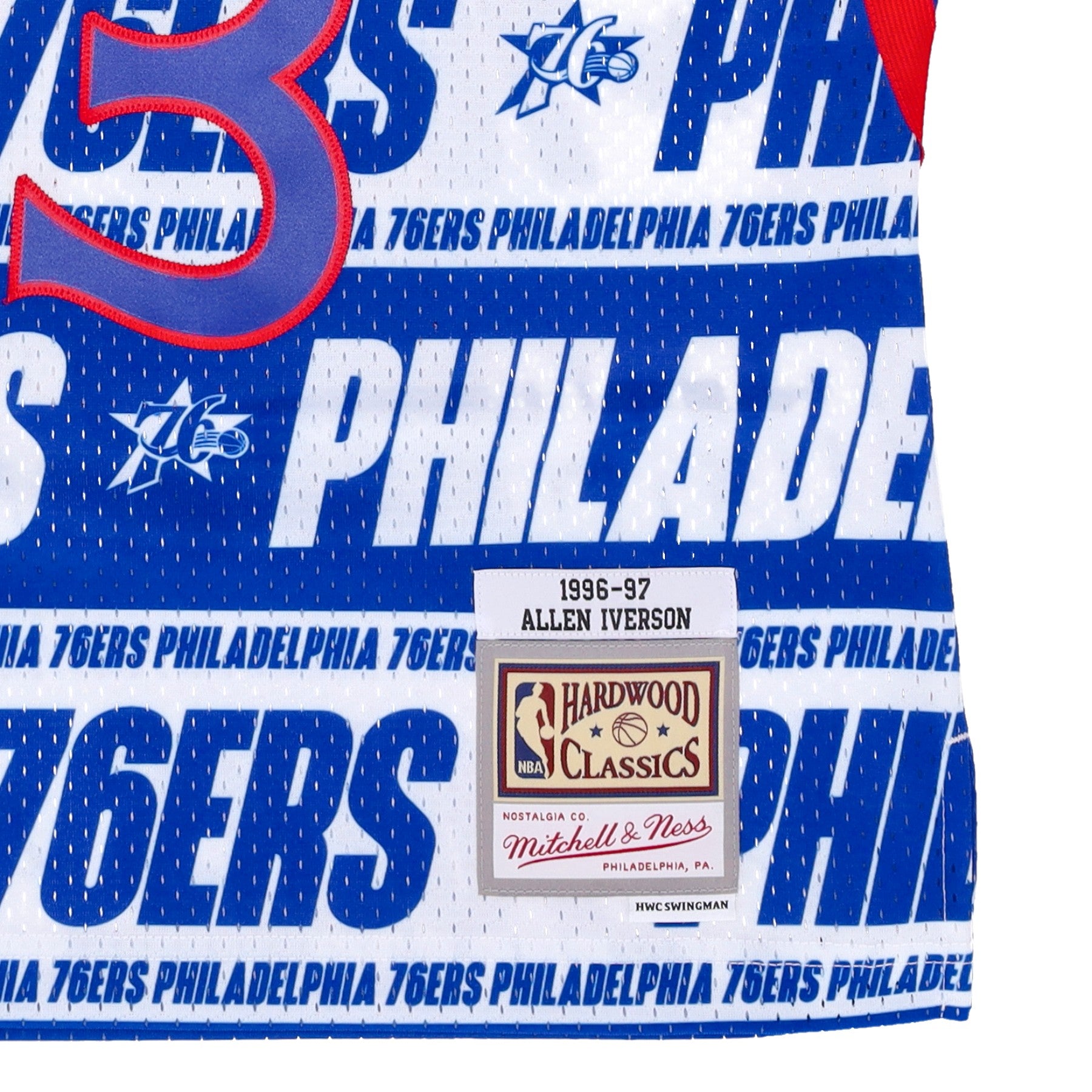 Mitchell & Ness, Canotta Basket Uomo Nba Teamwrap Swingman Jersey Hardwood Classics No 3 Allen Iverson 1996-97 Phi76e, 