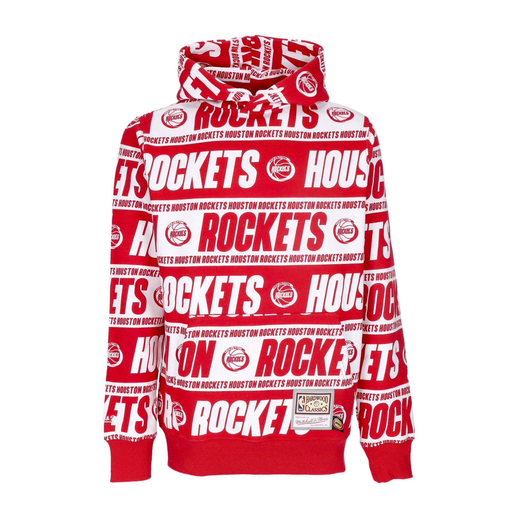 Mitchell & Ness, Felpa Cappuccio Uomo Nba Teamwrap Hoodie Hardwood Classics Houroc, Red