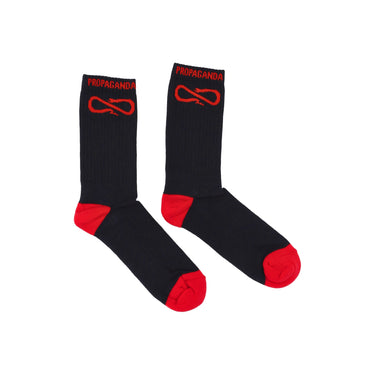 Propaganda, Calza Media Uomo Logo Socks, Black/red