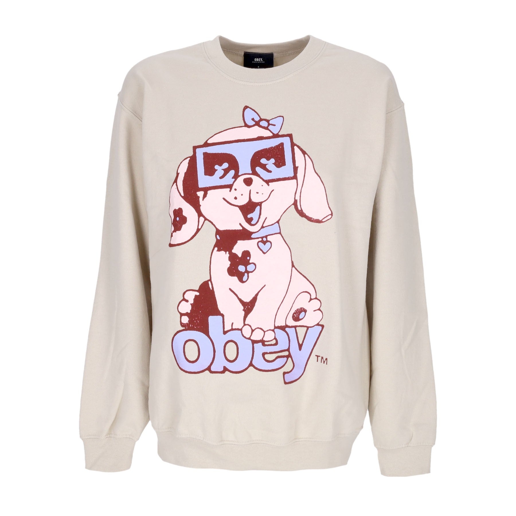 Obey, Felpa Girocollo Donna Puppy Old School Crew, Sand