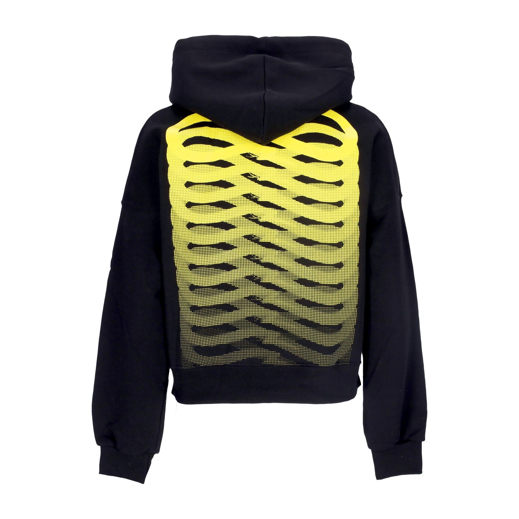 Propaganda, Felpa Cappuccio Corta Donna Ribs Crop Hoodie, Black/yellow