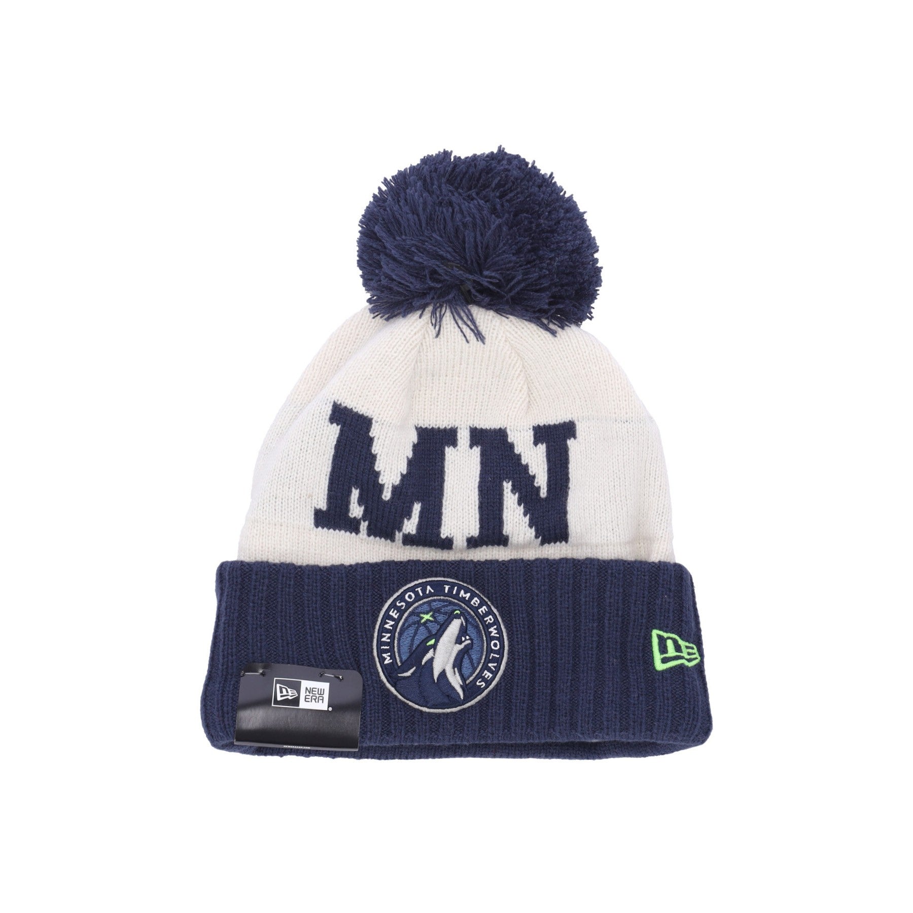New Era, Cappello Pom Pom Uomo Nba Draft Knit Mintim, Chrome White/original Team Colors