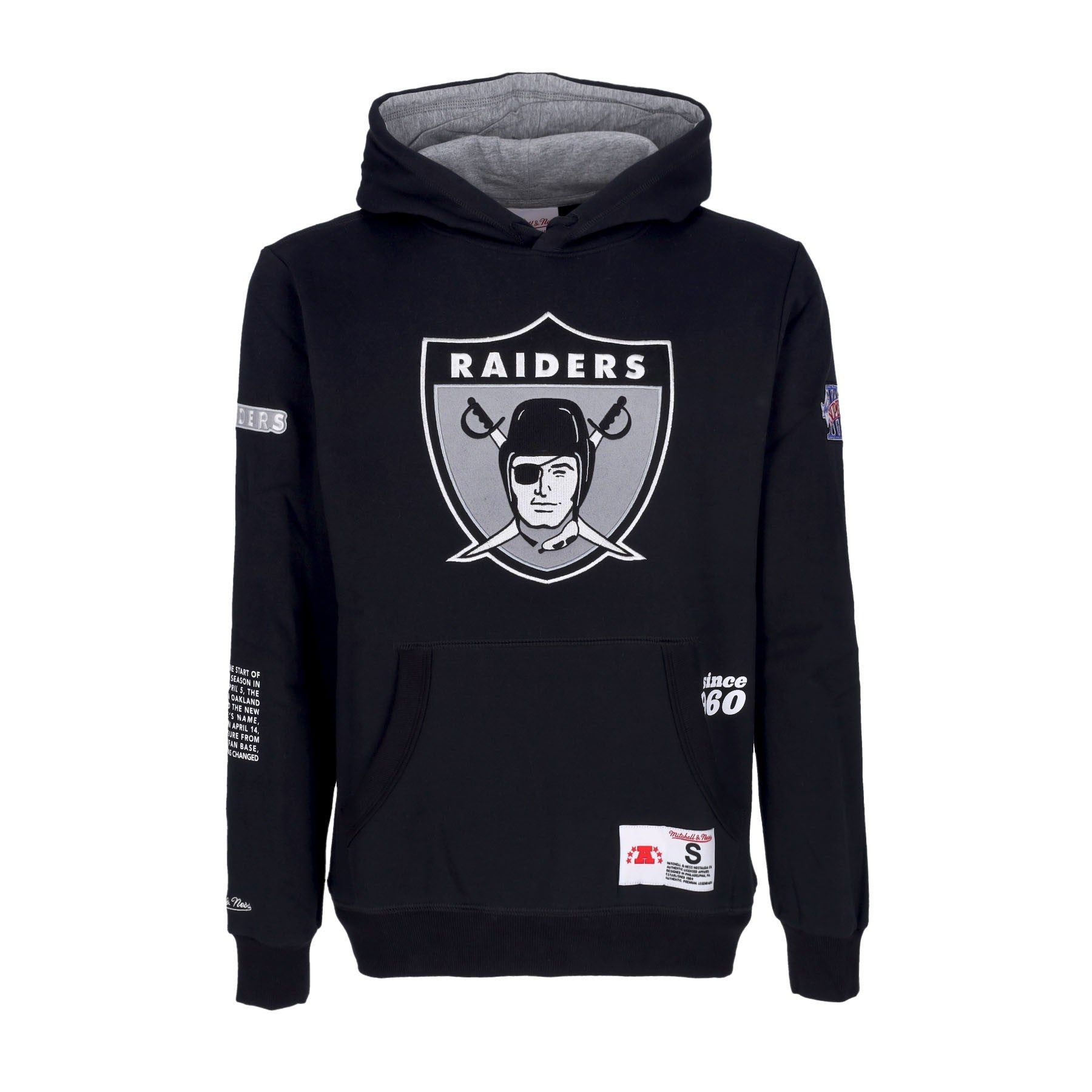 Mitchell & Ness, Felpa Cappuccio Uomo Nfl Team Origins Fleece Hoodie Oakrai, Black
