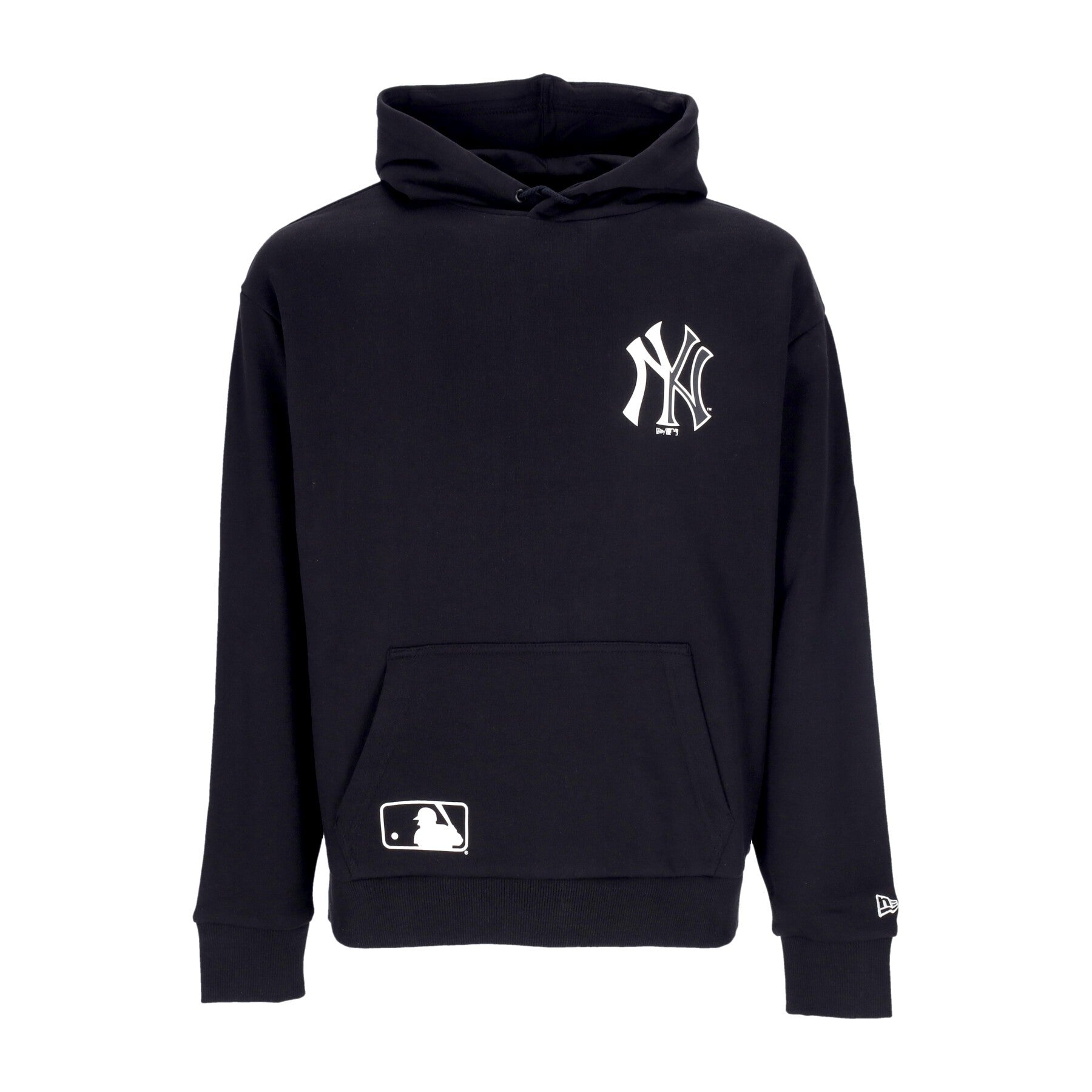 New Era, Felpa Cappuccio Uomo Mlb Half Logo Oversized Hoodie Neyyan, Black