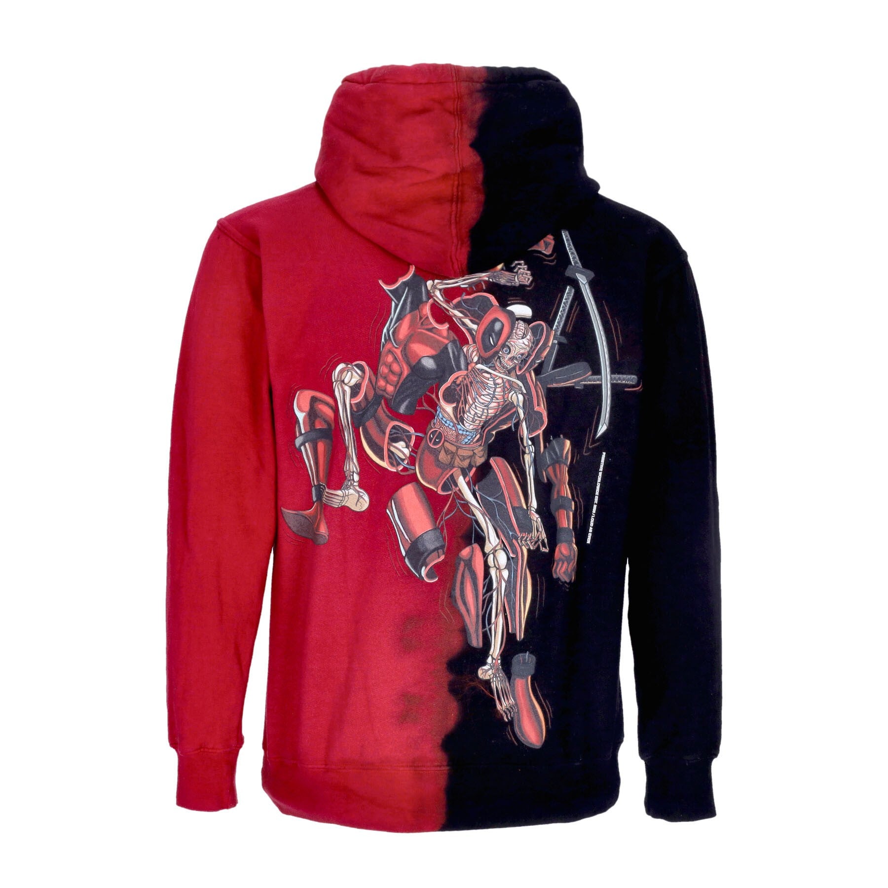 Primitive, Felpa Cappuccio Uomo Deadpool Split Dye Hoodie X Marvel X Nychos, Red