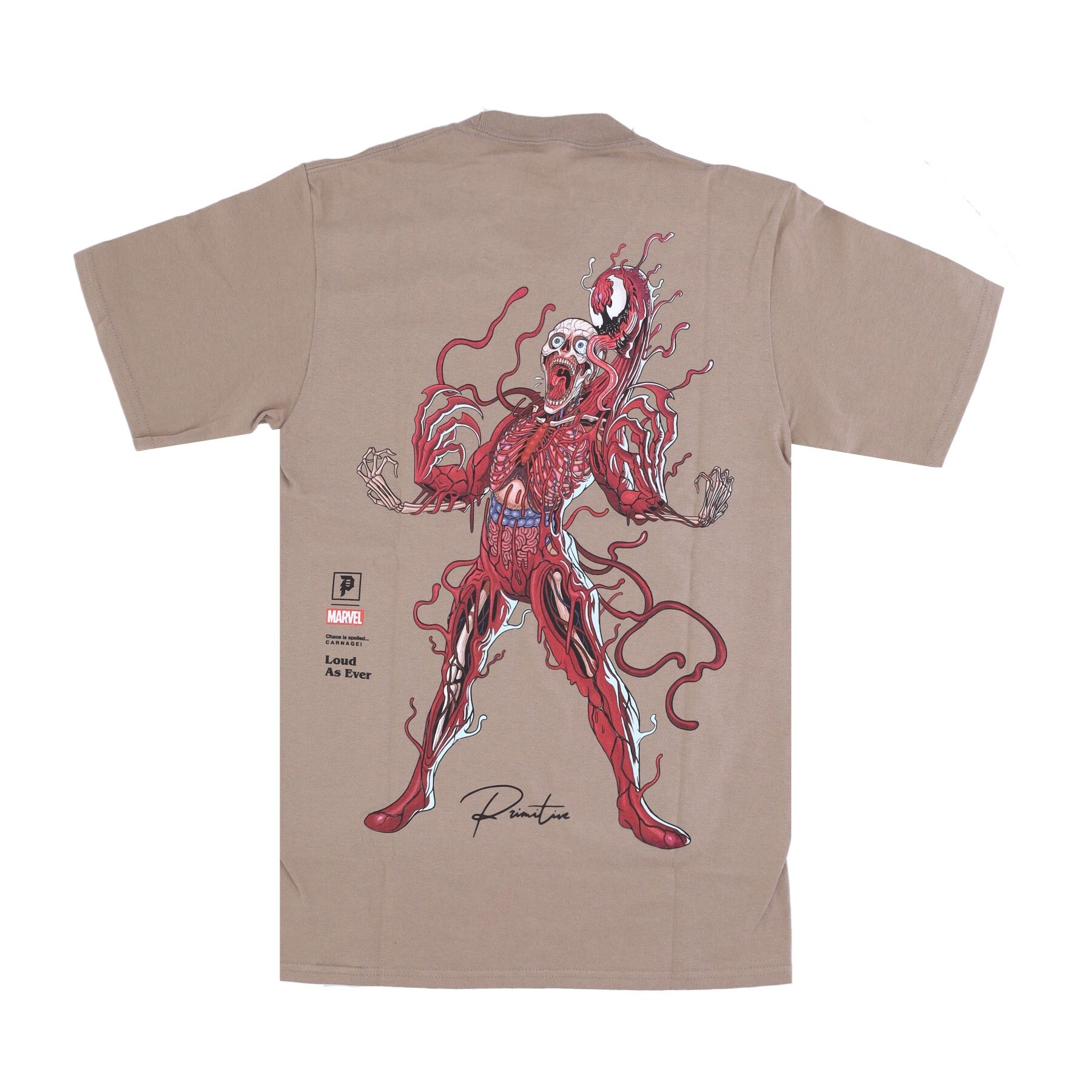 Primitive, Maglietta Uomo Carnage Tee X Marvel X Nychos, Safari Green