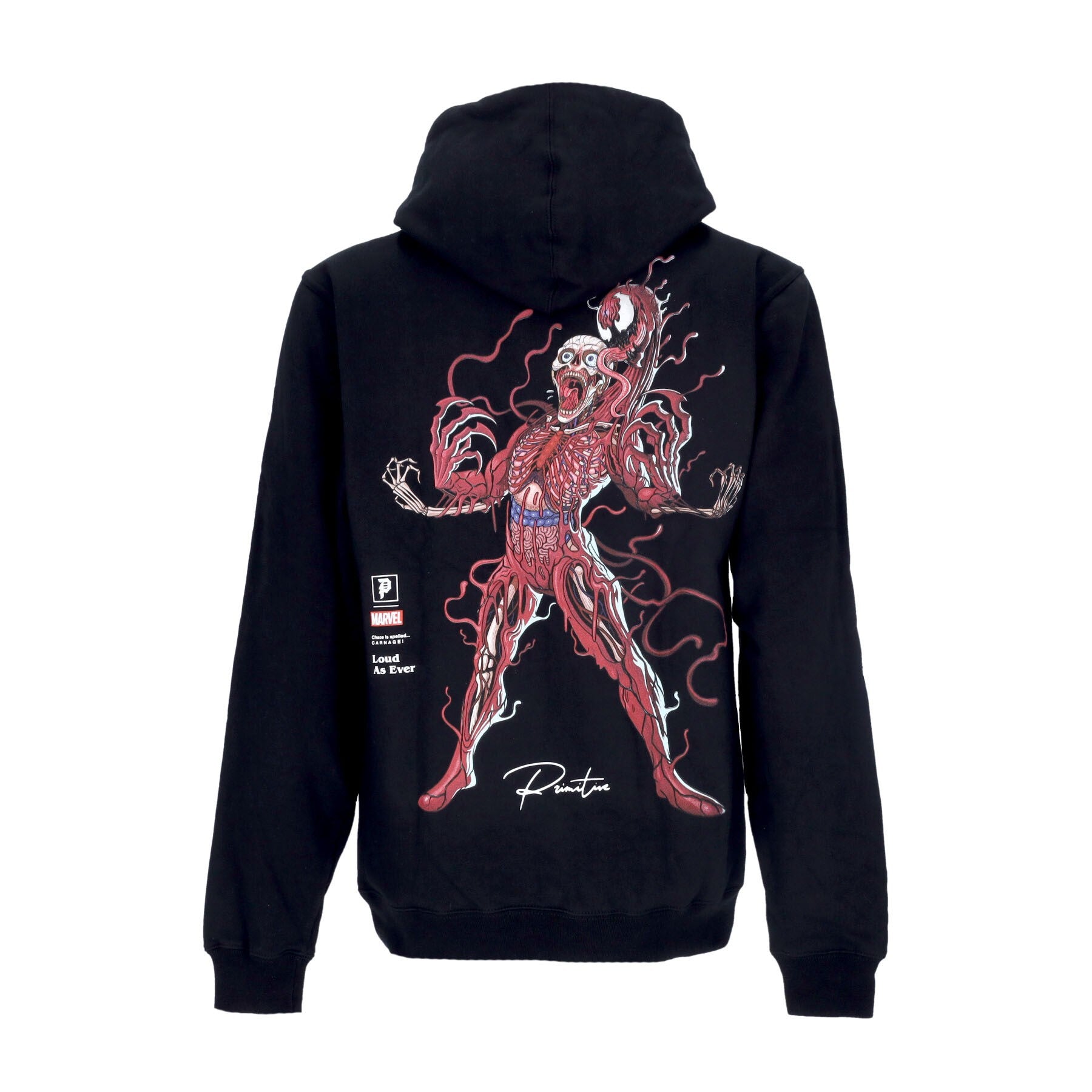 Primitive, Felpa Cappuccio Uomo Carnage Hoodie X Marvel X Nychos, Black