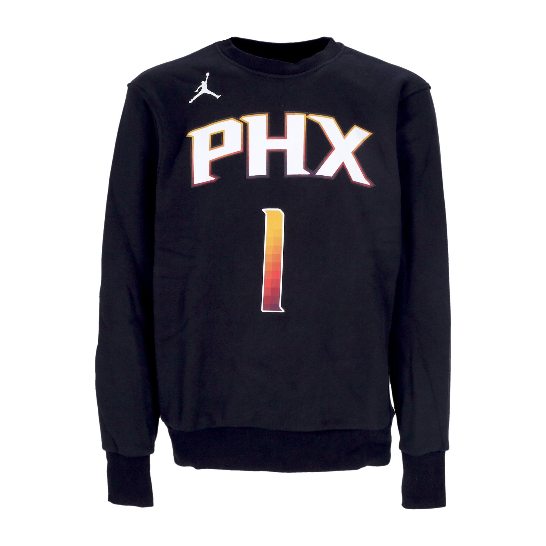 Jordan Nba, Felpa Girocollo Uomo Nba Courtside Statement Fleece Crewneck No 1 Devin Booker Phosun, Black
