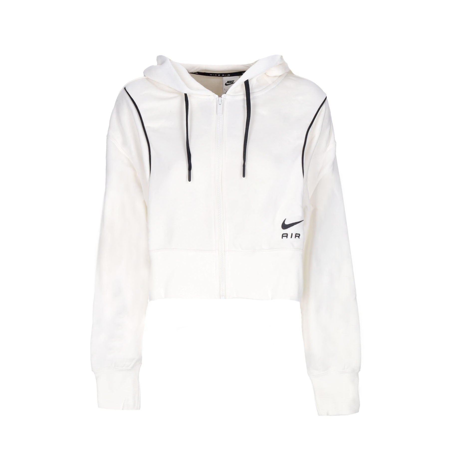 Nike, Felpa Cappuccio Zip Donna Sportswear Air Fleece Full-zip Hoodie, Sail/black/black