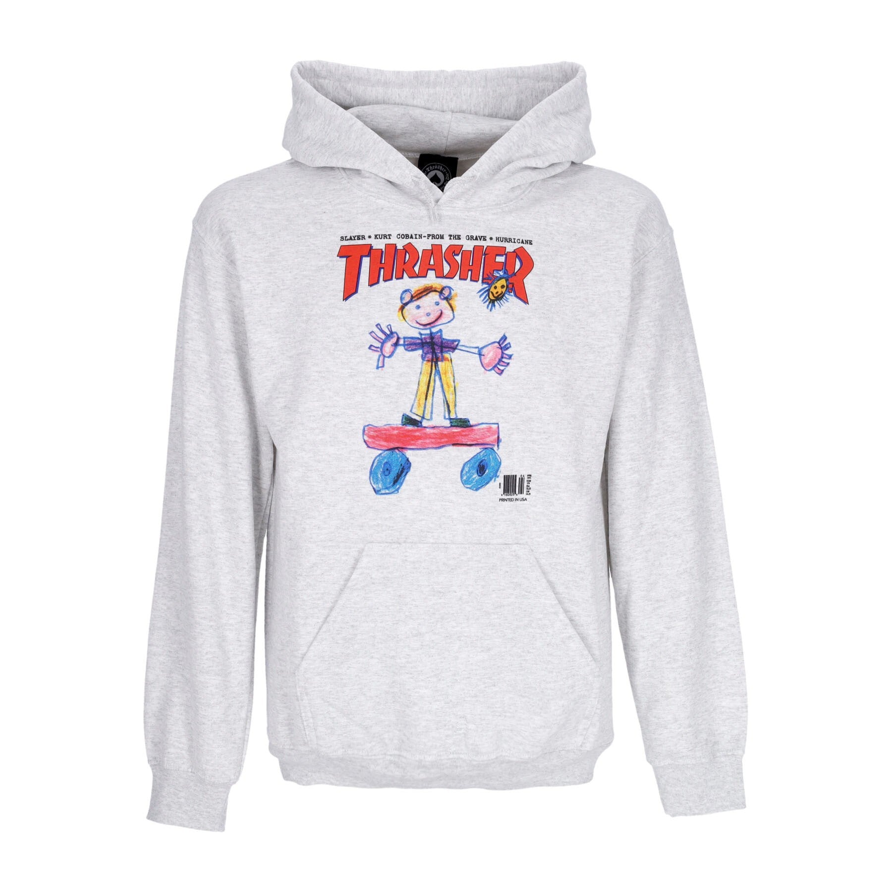 Thrasher, Felpa Cappuccio Uomo Kid Cover Hoodie, Ash