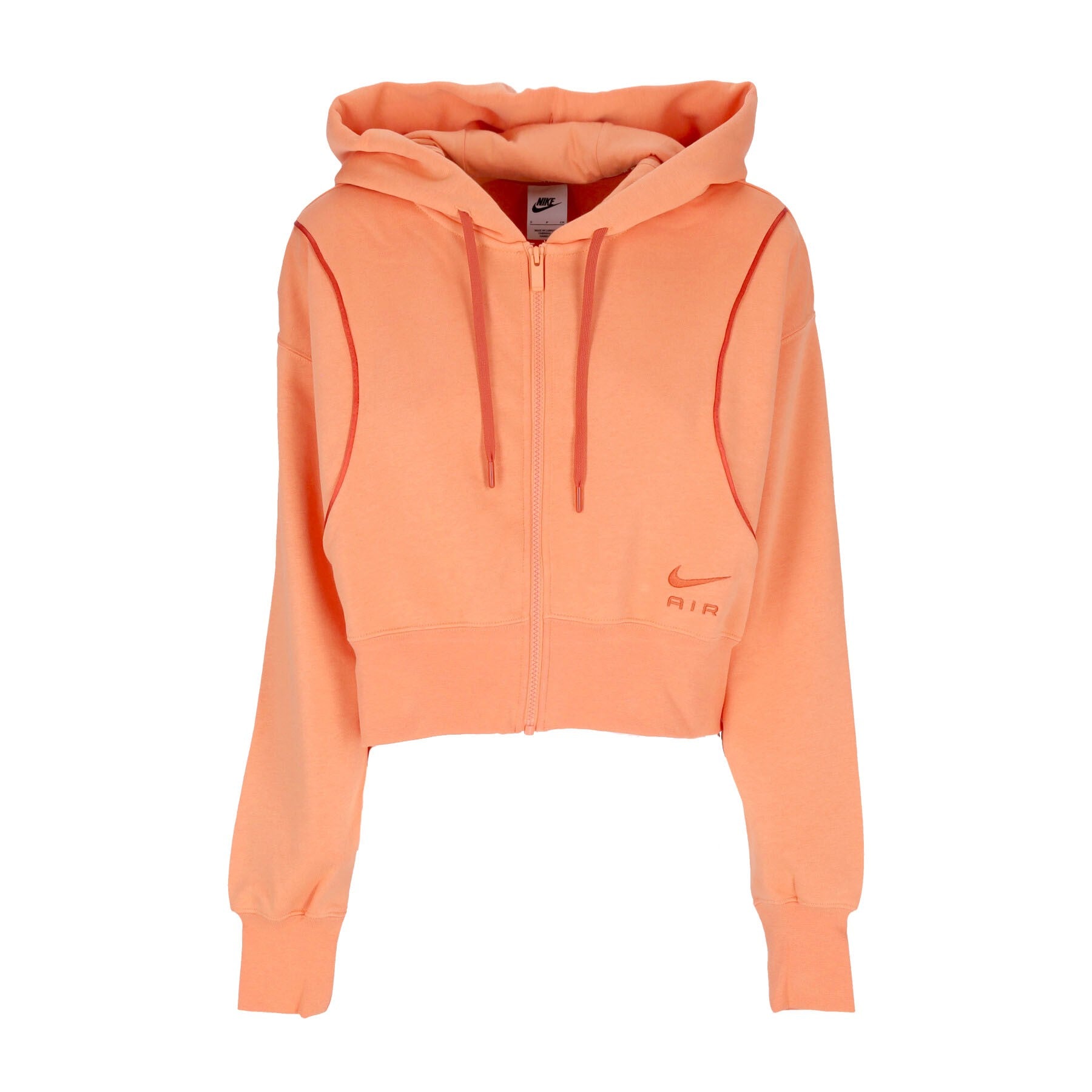 Nike, Felpa Cappuccio Zip Donna Sportswear Air Fleece Full-zip Hoodie, Orange Trance/mantra Orange