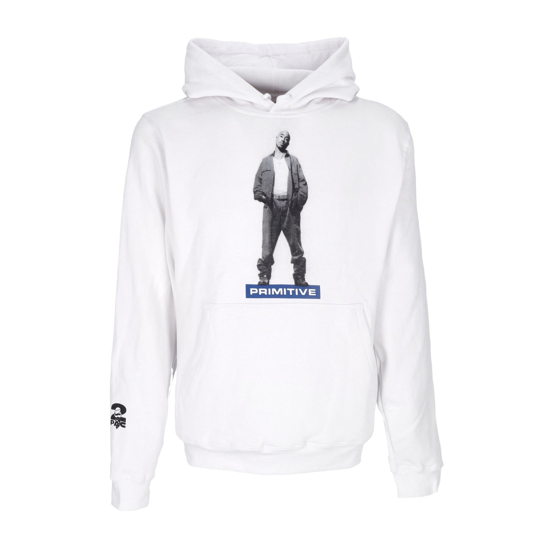 Primitive, Felpa Cappuccio Uomo Posted Hoodie X 2pac, White