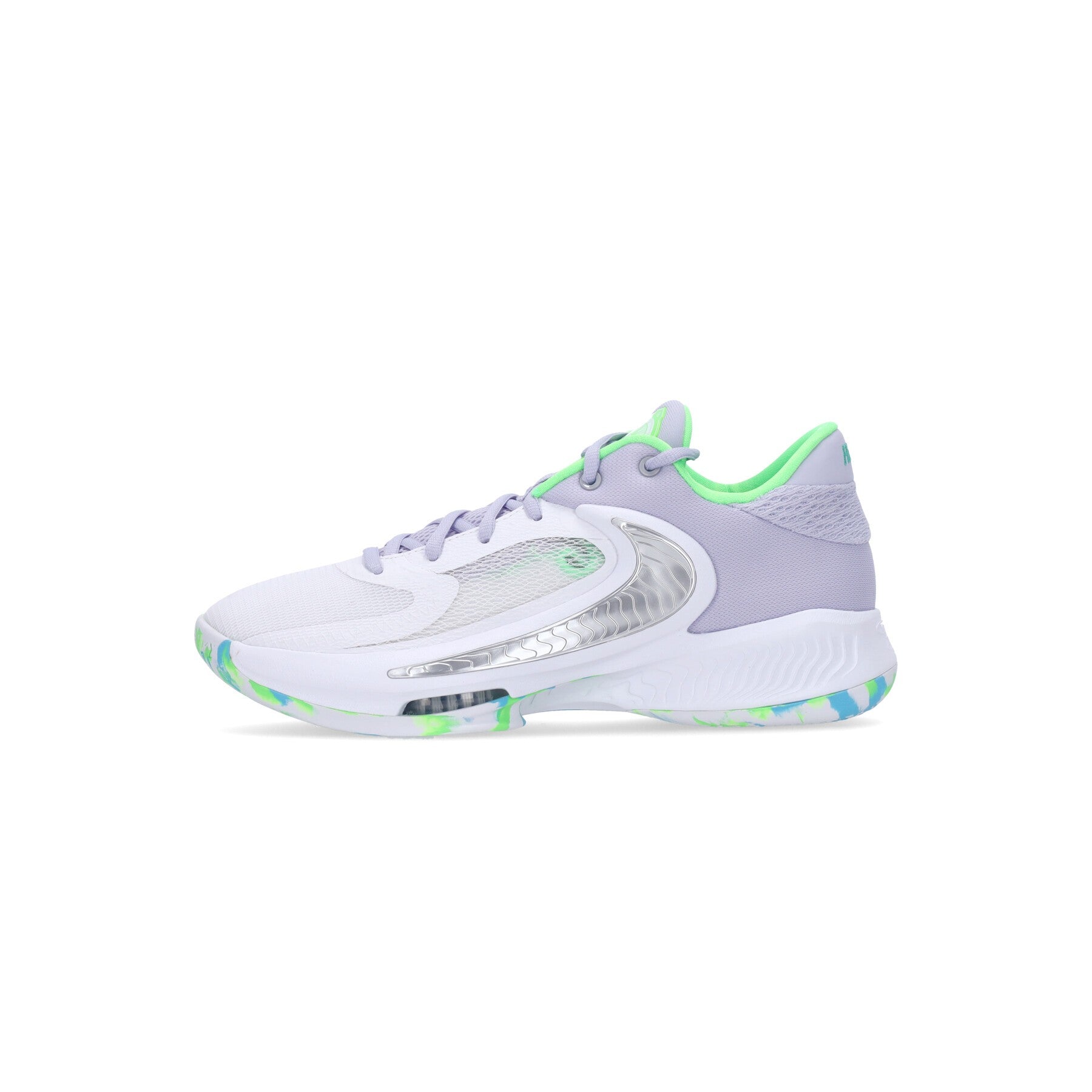 Nike Nba, Scarpa Basket Uomo Zoom Freak 4, White/oxygen Purple/black/stadium Green