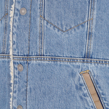 Gilet Jeans Donna Strappato Retro - Panciotto Denim, 100% Cotone, Colletto A Punta, Tasche A Patta