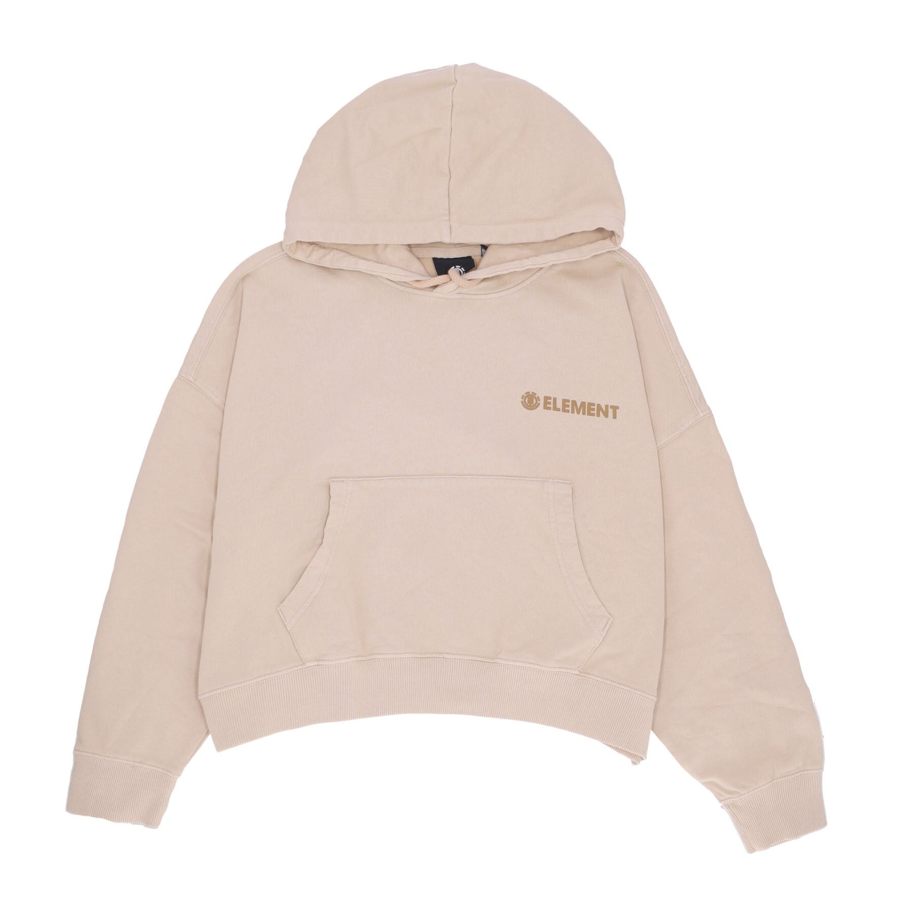 Element, Felpa Leggera Cappuccio Corta Donna Logo Hoodie, Oxford Tan