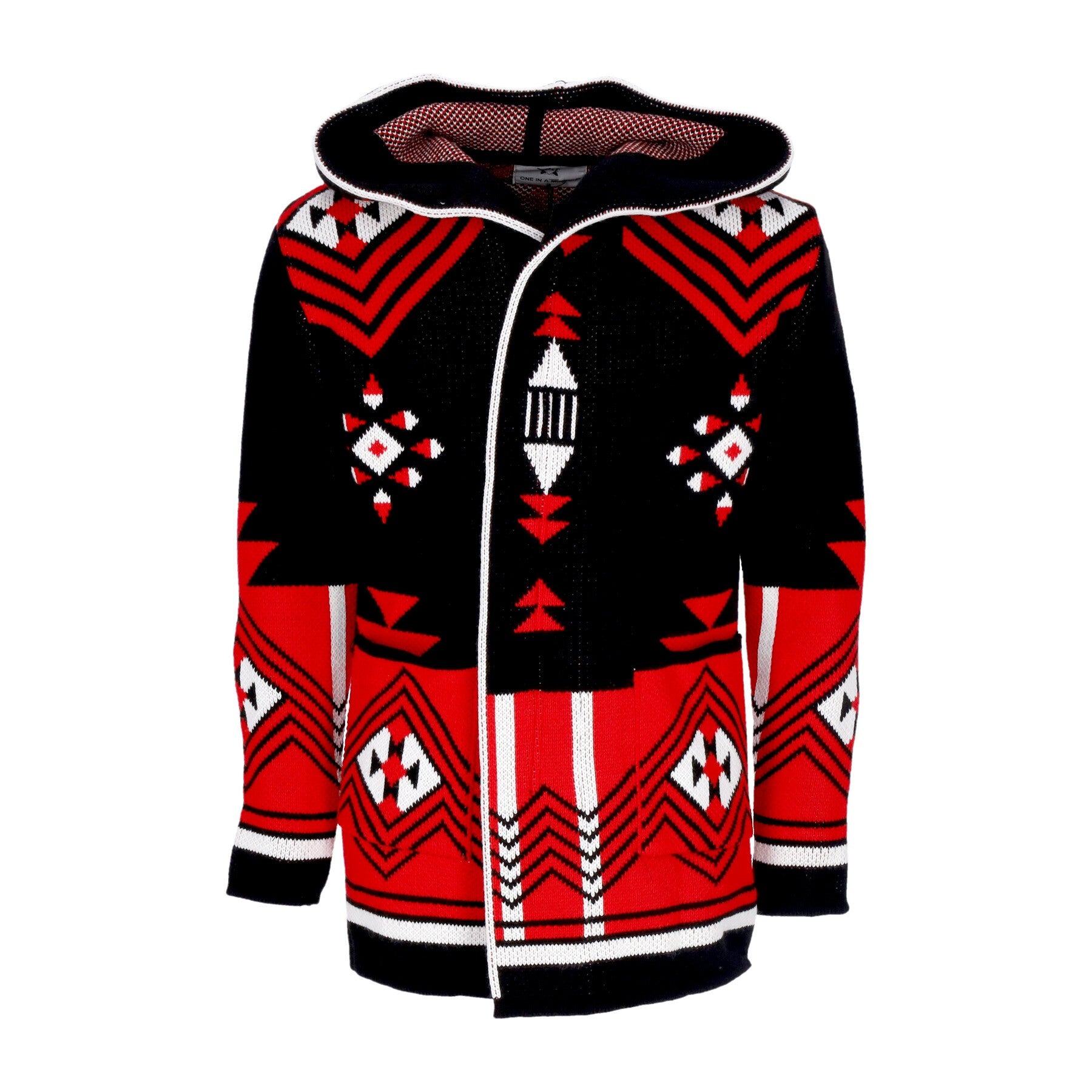 One In A Million, Giubbotto Uomo Hooded L/s Cardigan, Black/red