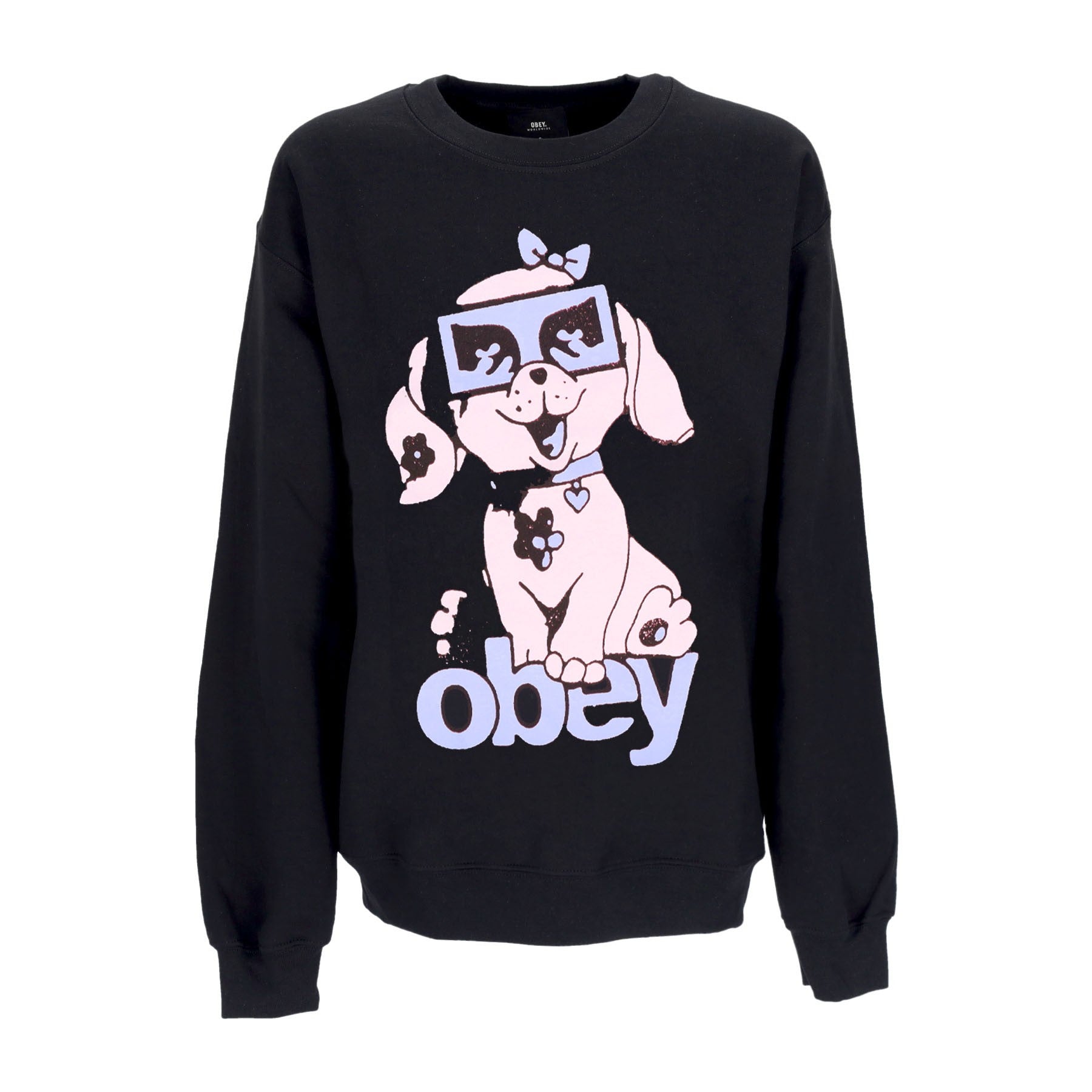 Obey, Felpa Girocollo Donna Puppy Old School Crew, Black