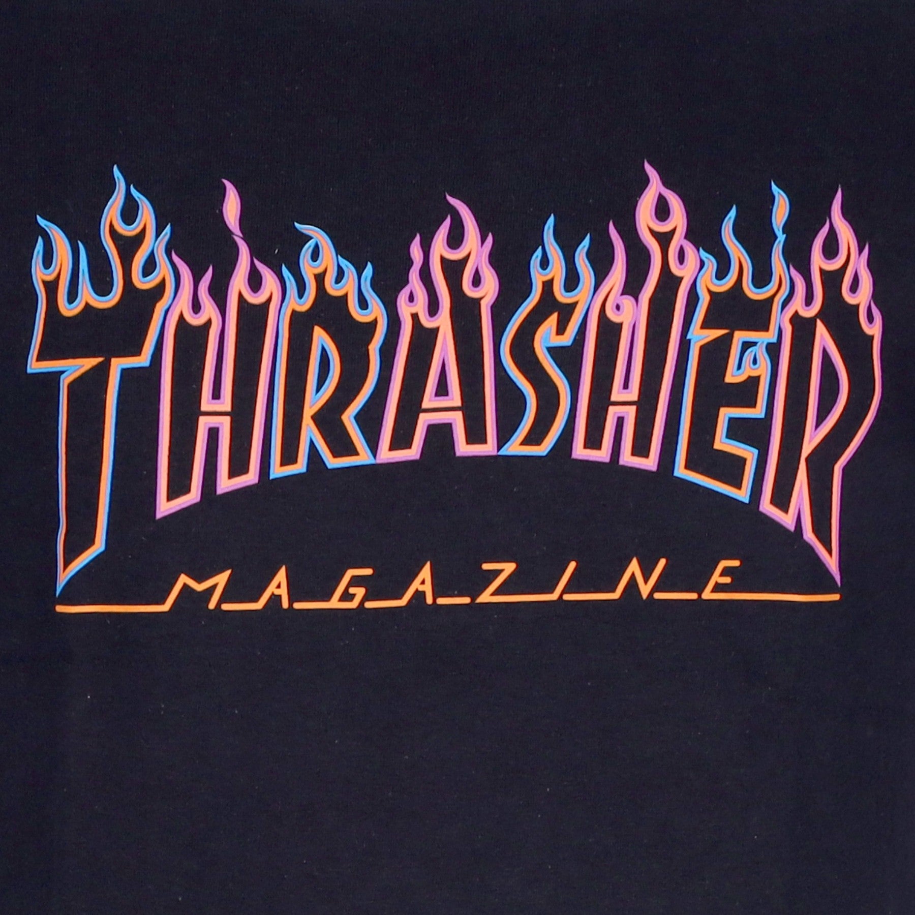 Thrasher, Maglietta Uomo Double Flame Neon Tee, Black/neon