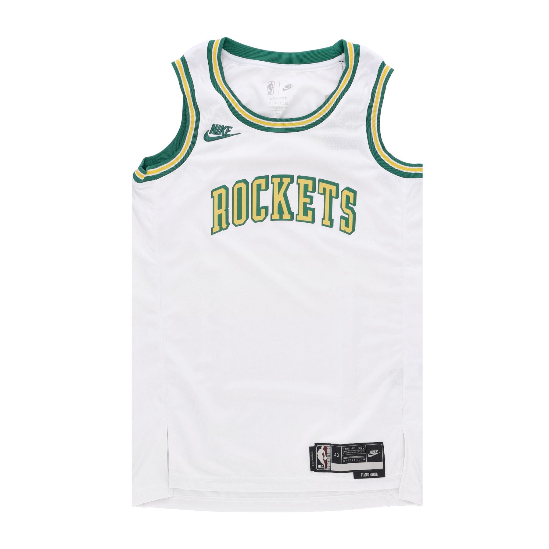 Nike Nba, Canotta Basket Uomo Nba Hwc B22 Dri-fit Swingman Jersey Houroc, White/clover