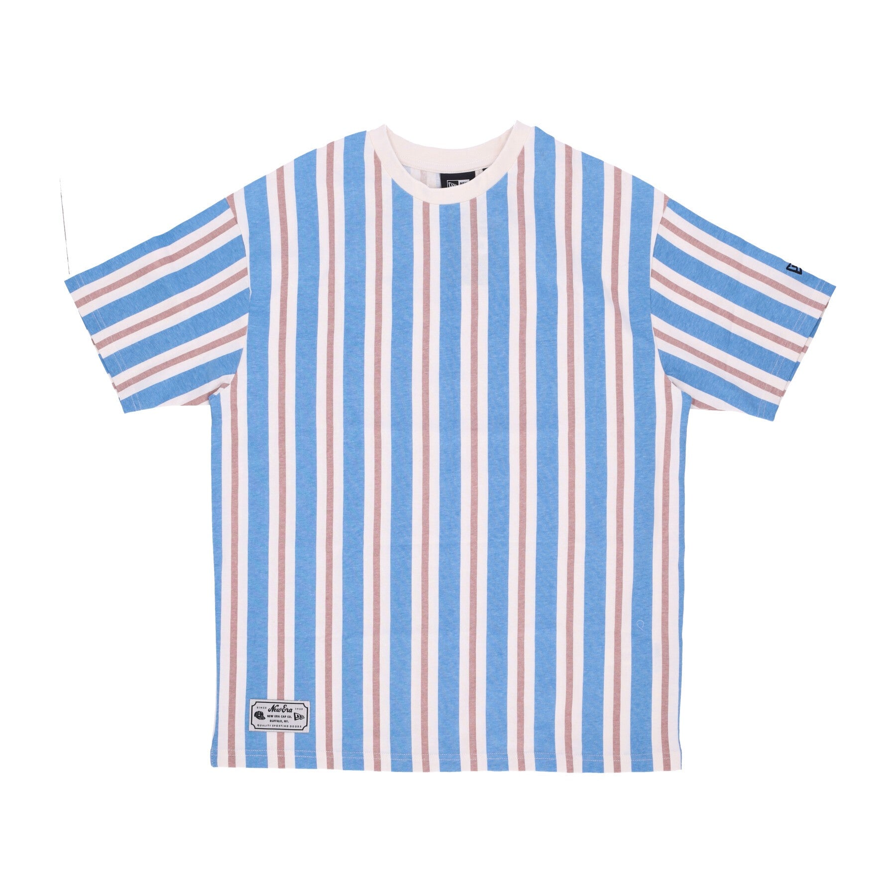 New Era, Maglietta Uomo Ne Stripe Os Tee, Off White/ray Blue