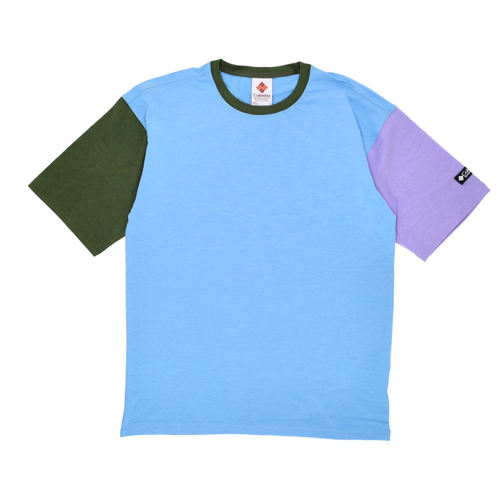 Columbia, Maglietta Uomo Deschutes Valley Tee, Vista Blue/pesto/frosted Purple