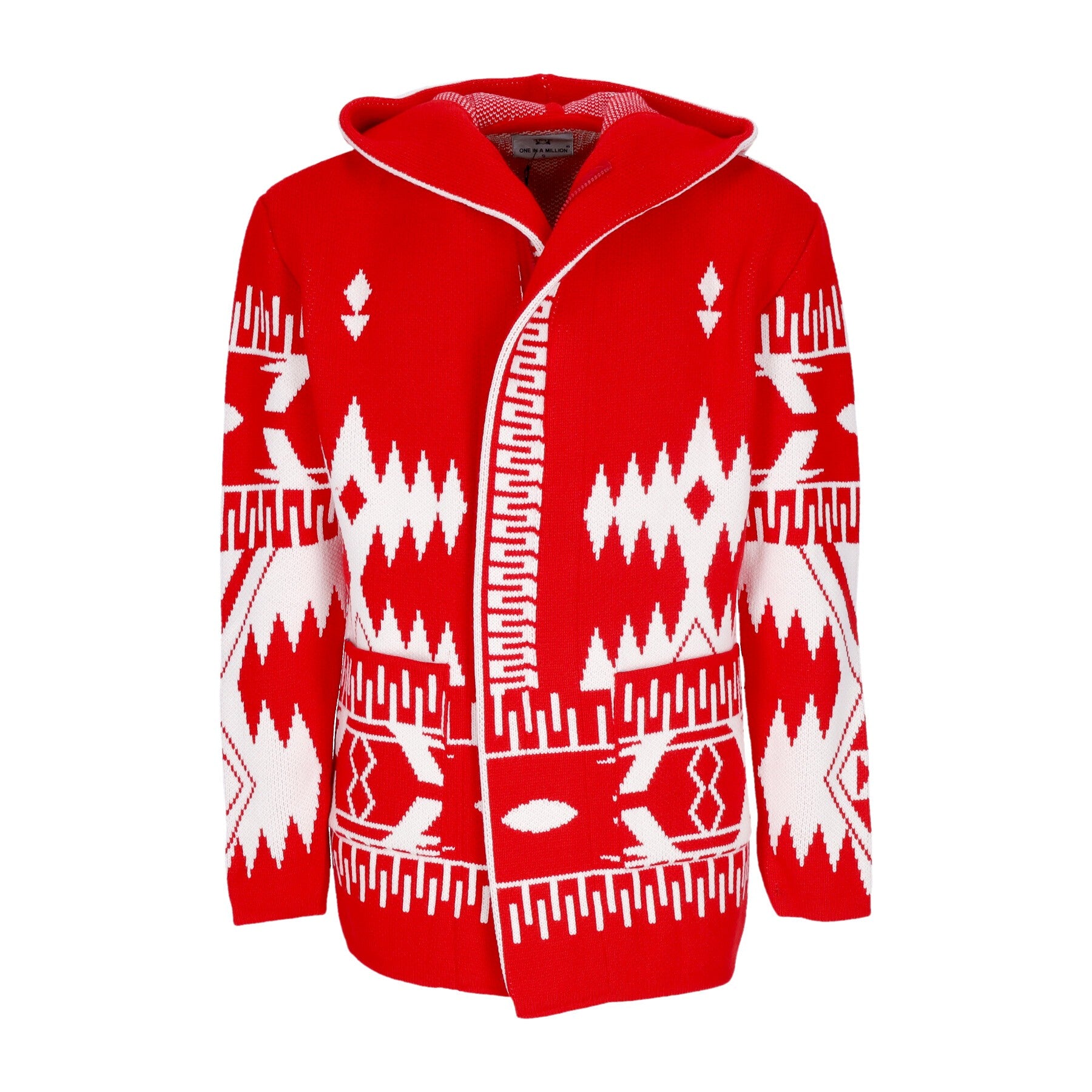 One In A Million, Giubbotto Uomo Hooded L/s Cardigan, Red/white