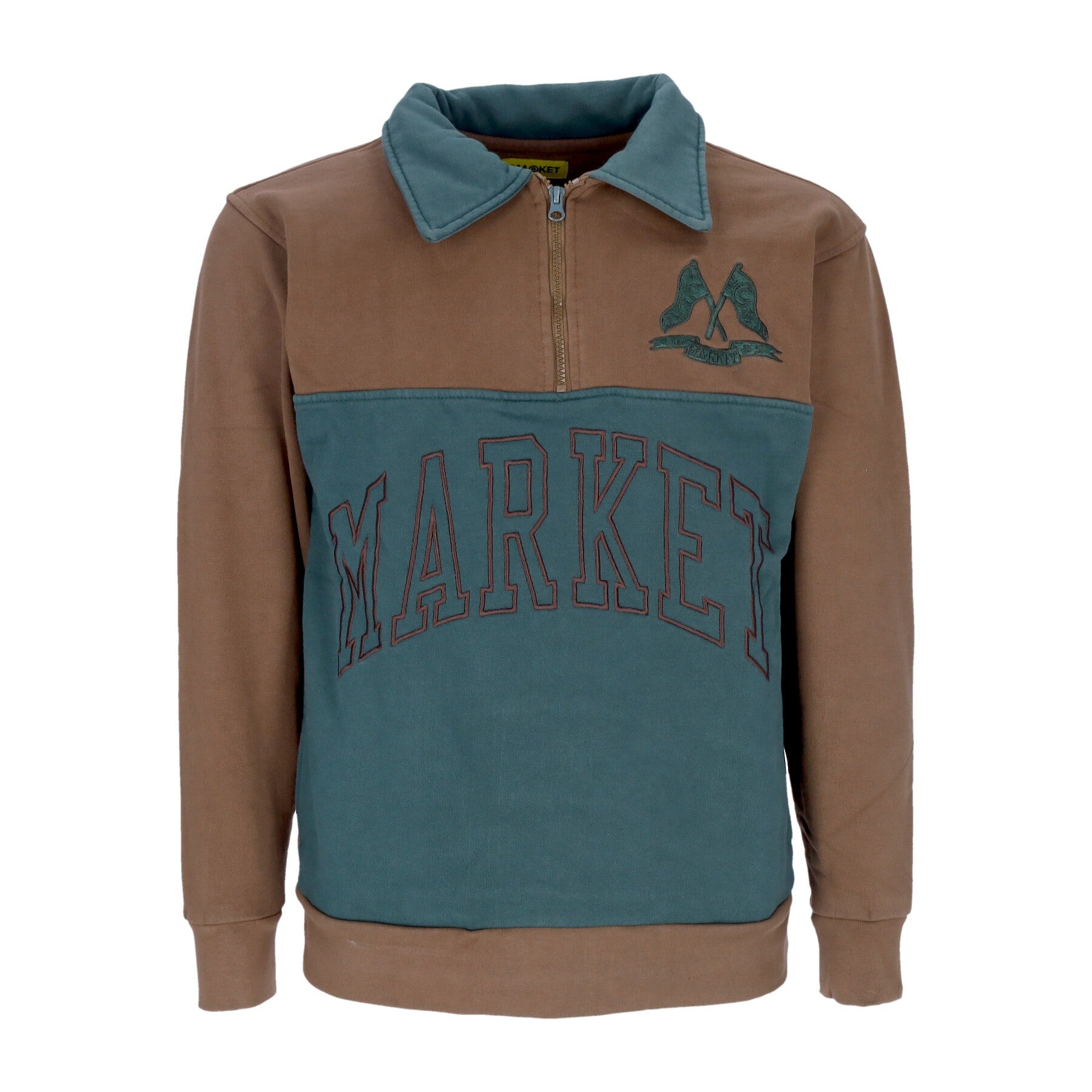 Market, Polo Manica Lunga Uomo Half Zip Rugby Sweatshirt, Milk Chocolate