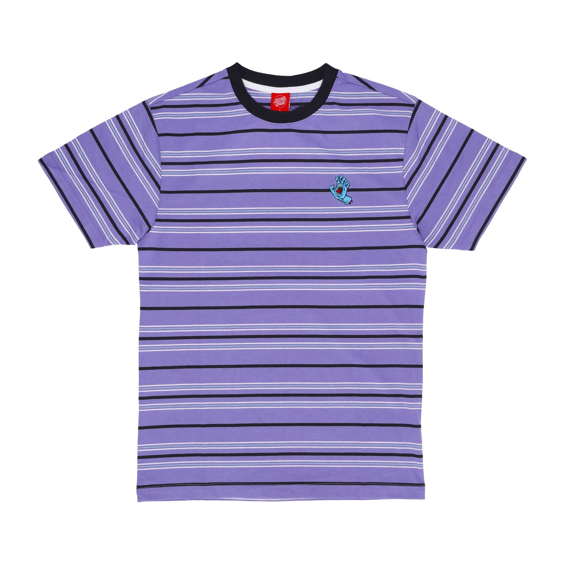 Santa Cruz, Maglietta Uomo Mini Hand Stripe Tee, Digital Lavender Stripe