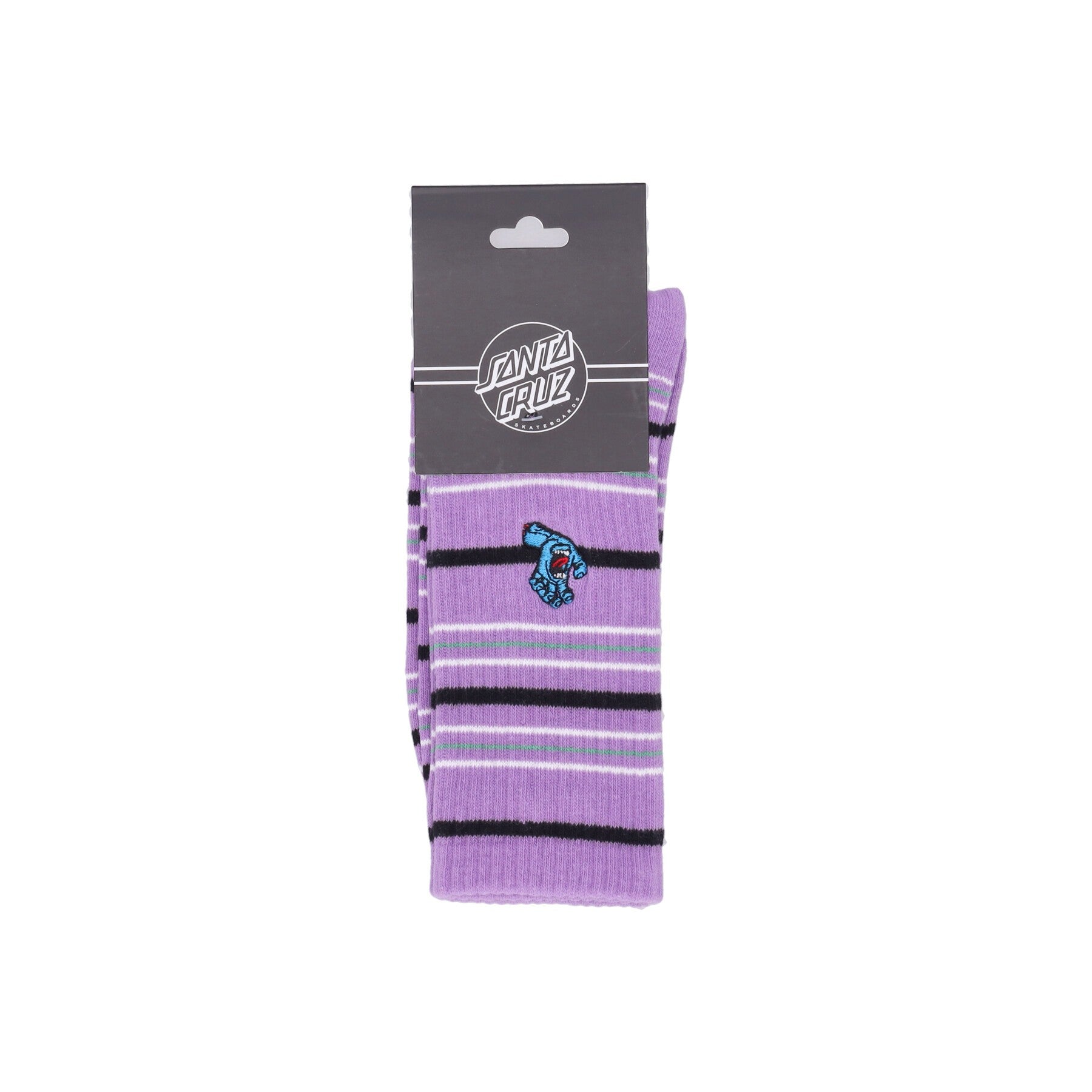 Santa Cruz, Calza Media Uomo Screaming Mini Hand Stripe Sock, Digital Lavender Stripe