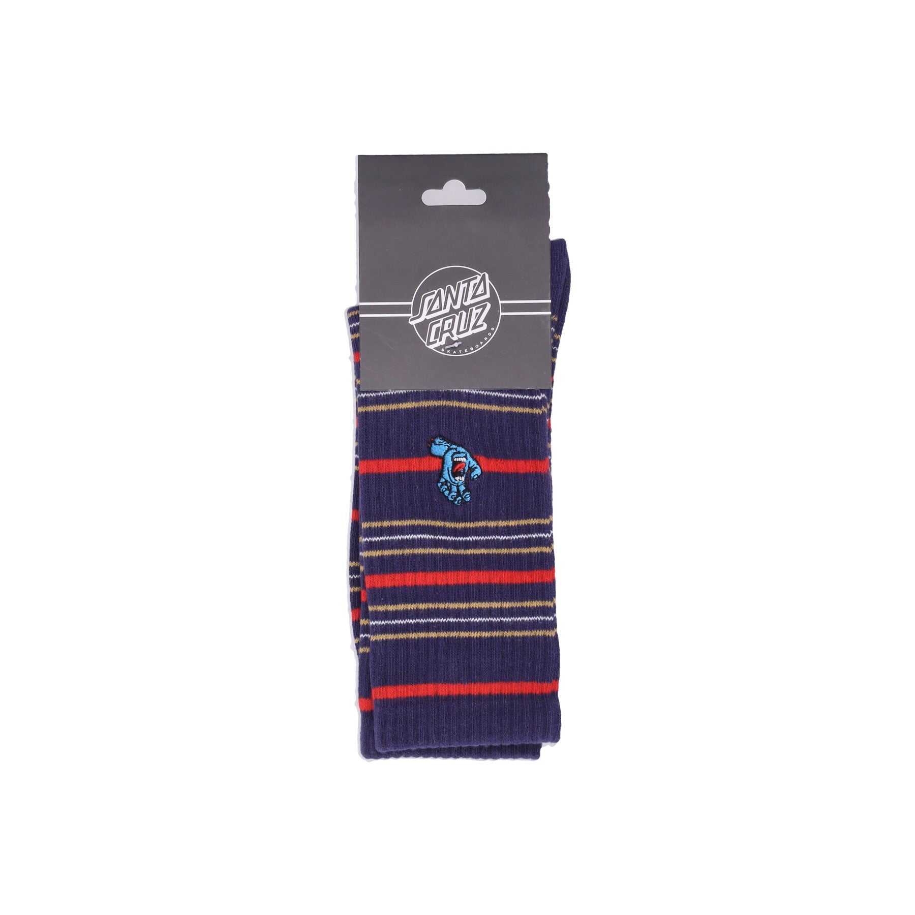 Santa Cruz, Calza Media Uomo Screaming Mini Hand Sock, Navy Blue Stripe