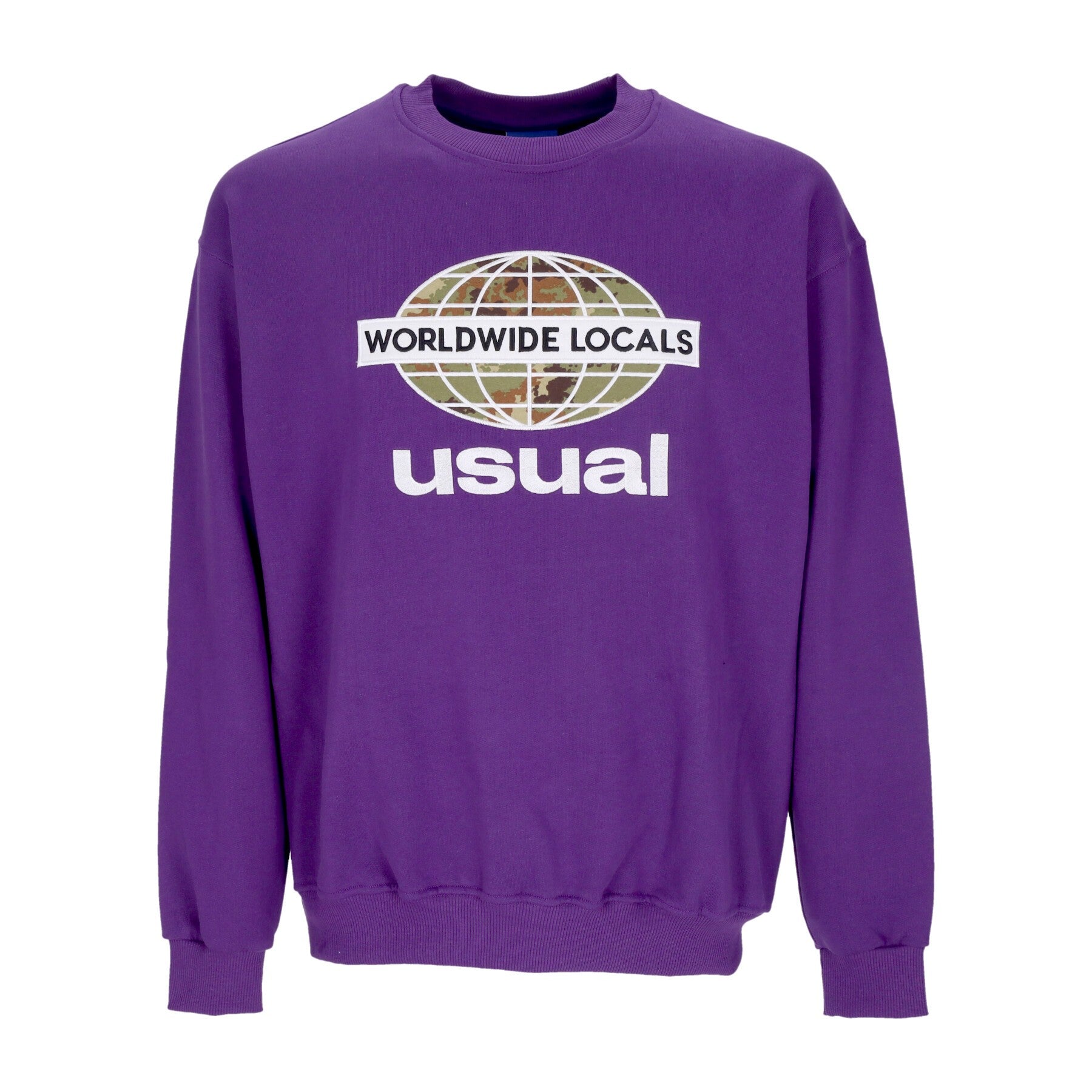 Usual, Felpa Leggera Girocollo Uomo Worldwide Locals Crewneck, Purple