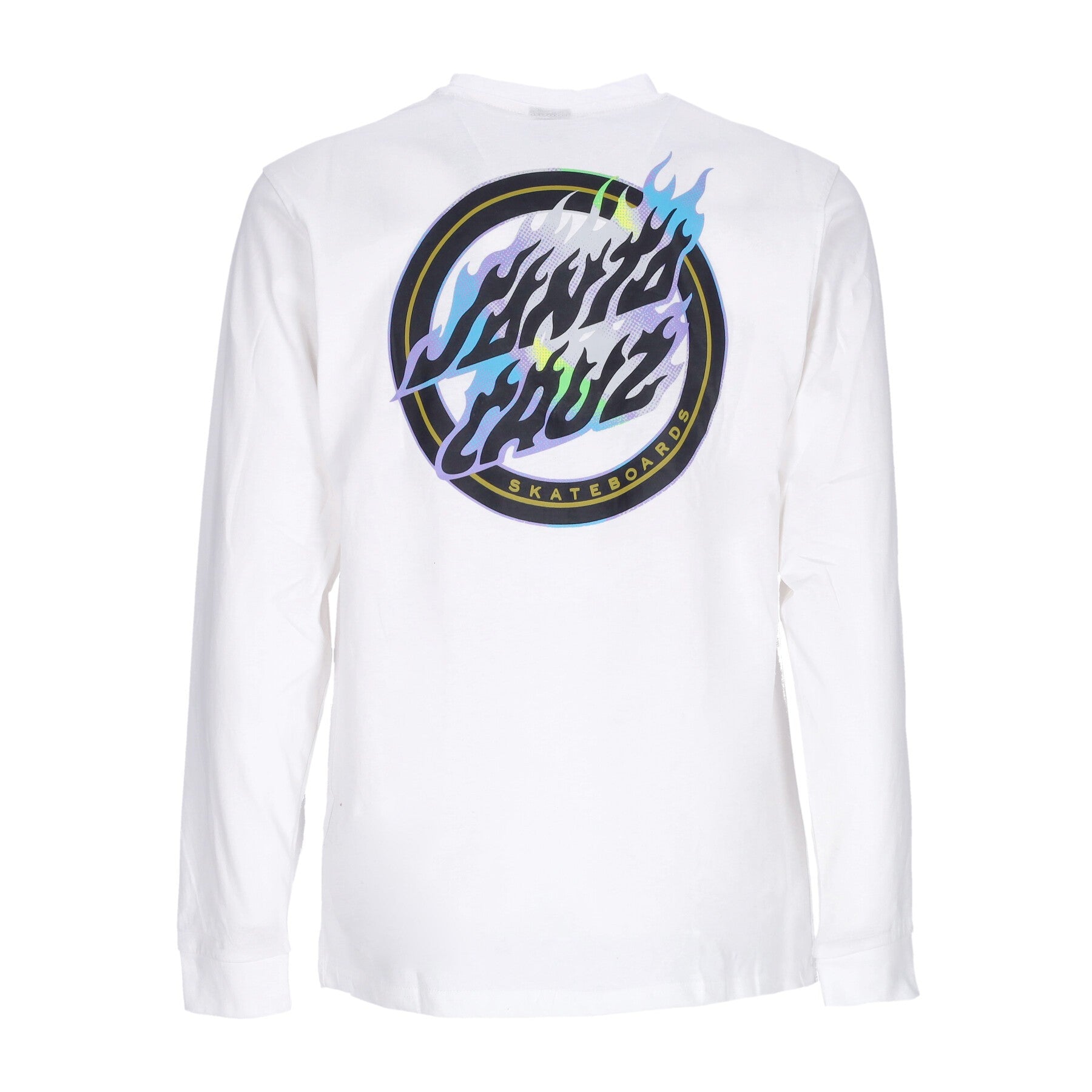 Santa Cruz, Maglietta Manica Lunga Uomo Holo Flamed Dot L/s Tee, White