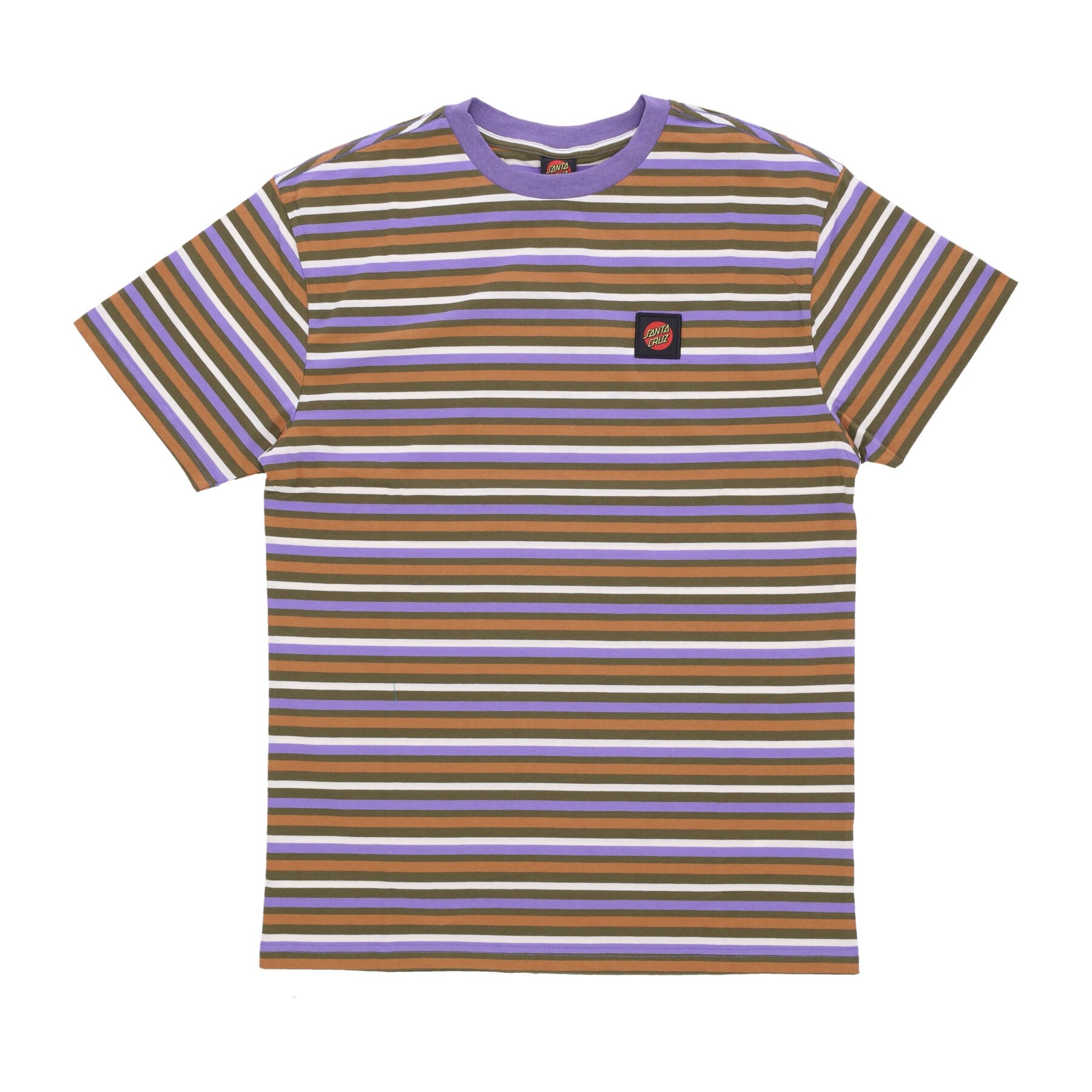 Santa Cruz, Maglietta Uomo Classic Label Stripe Tee, Moss Stripe