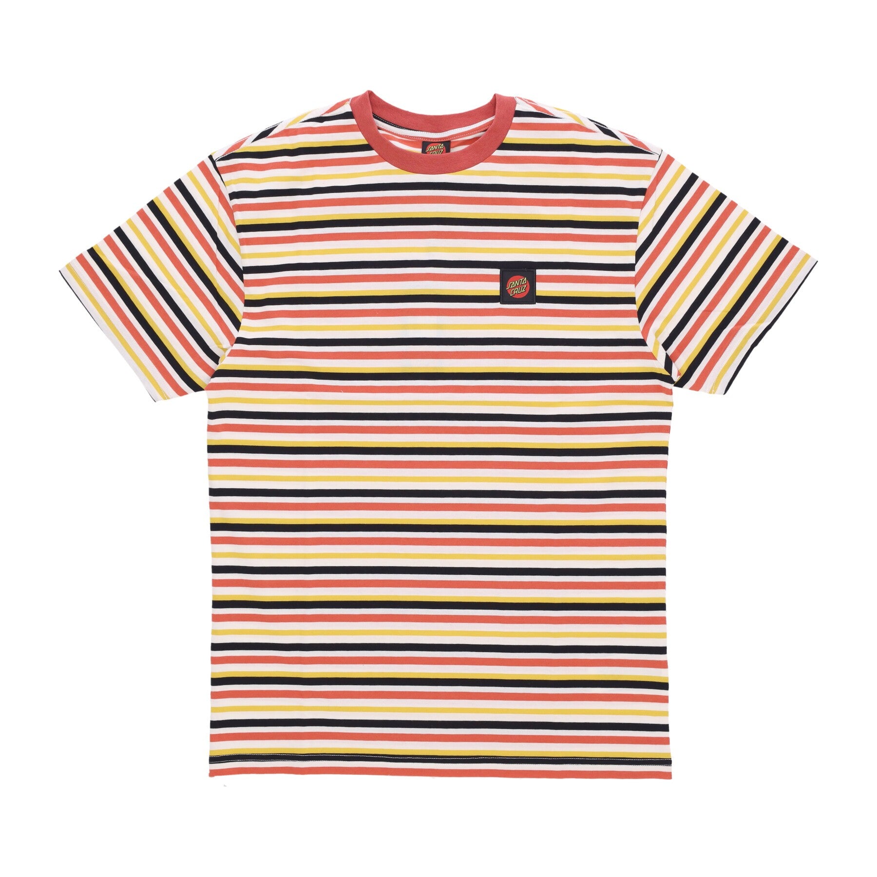 Santa Cruz, Maglietta Uomo Classic Label Stripe Tee, Unbleached Cotton Stripe
