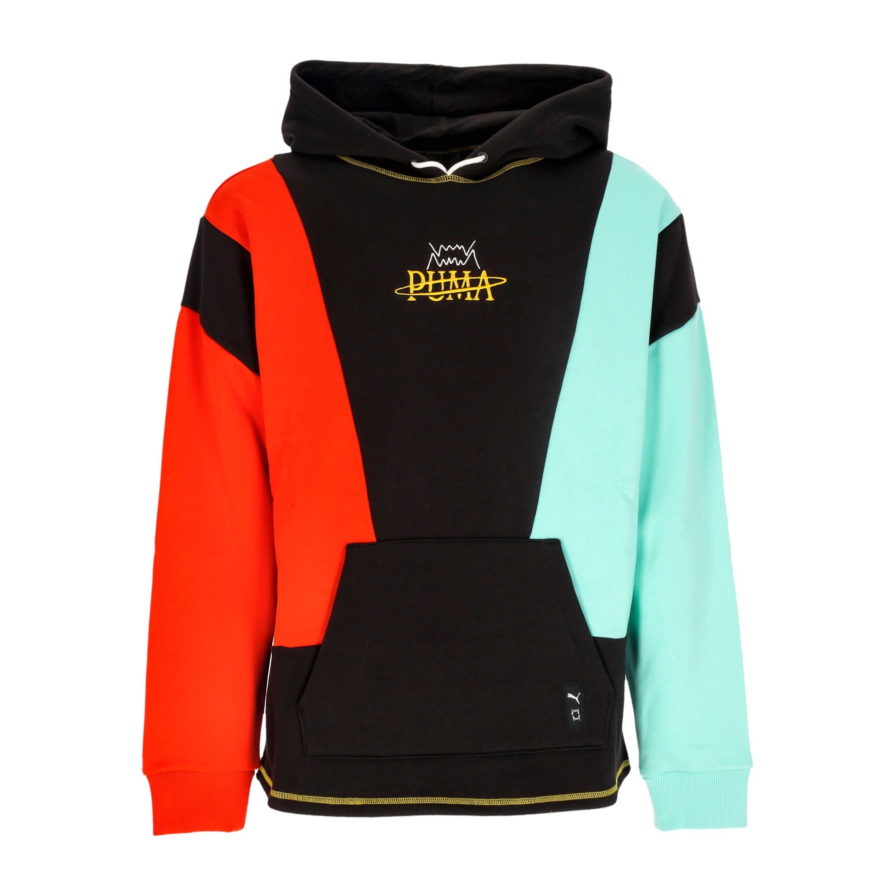 Puma, Felpa Cappuccio Uomo In The Paint Pullover, Black/color Block